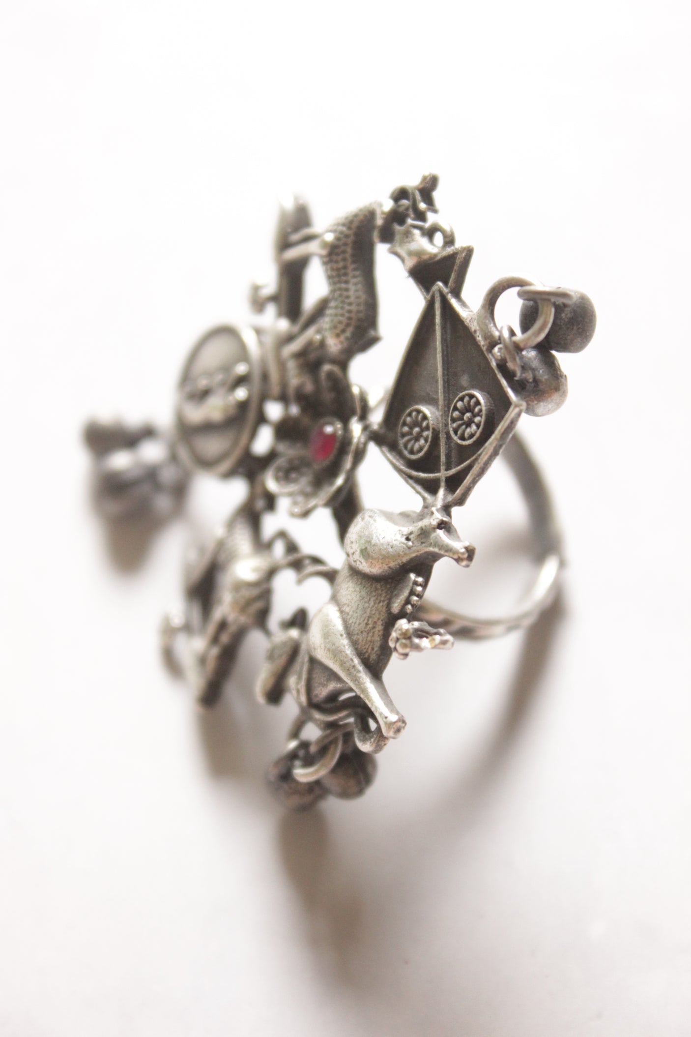 Animal Motifs Oxidised Finish Adjustable Statement Cocktail Ring