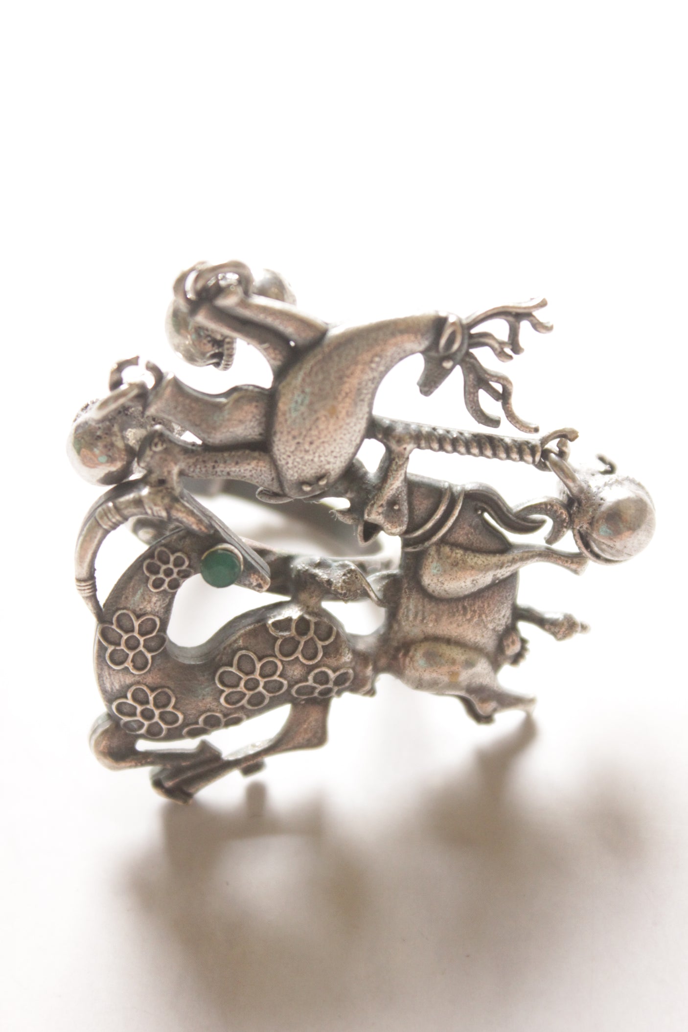 Animal Motifs Oxidised Finish Adjustable Statement Cocktail Ring