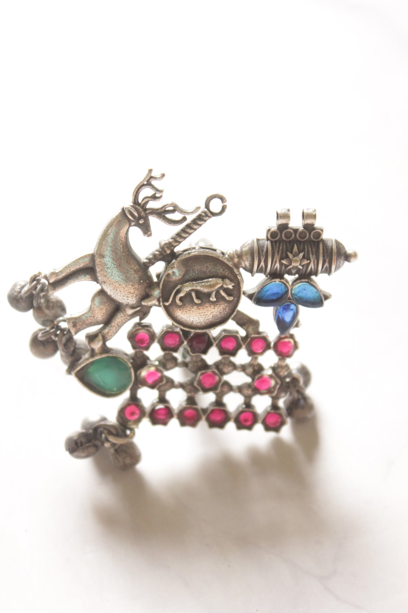 Animal Motifs Oxidised Finish Adjustable Statement Cocktail Ring