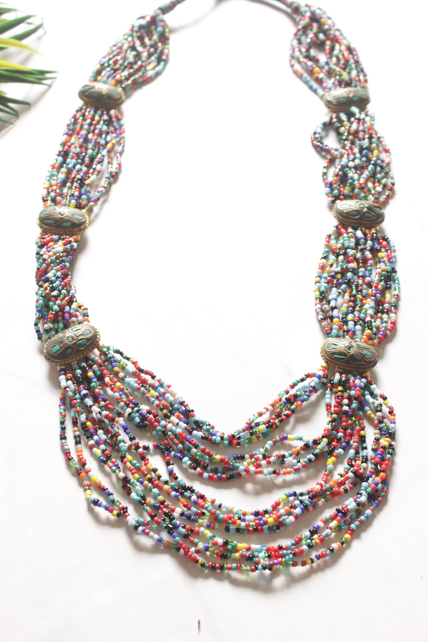 Multi-Color Seed Beads Tibetan Motifs Necklace