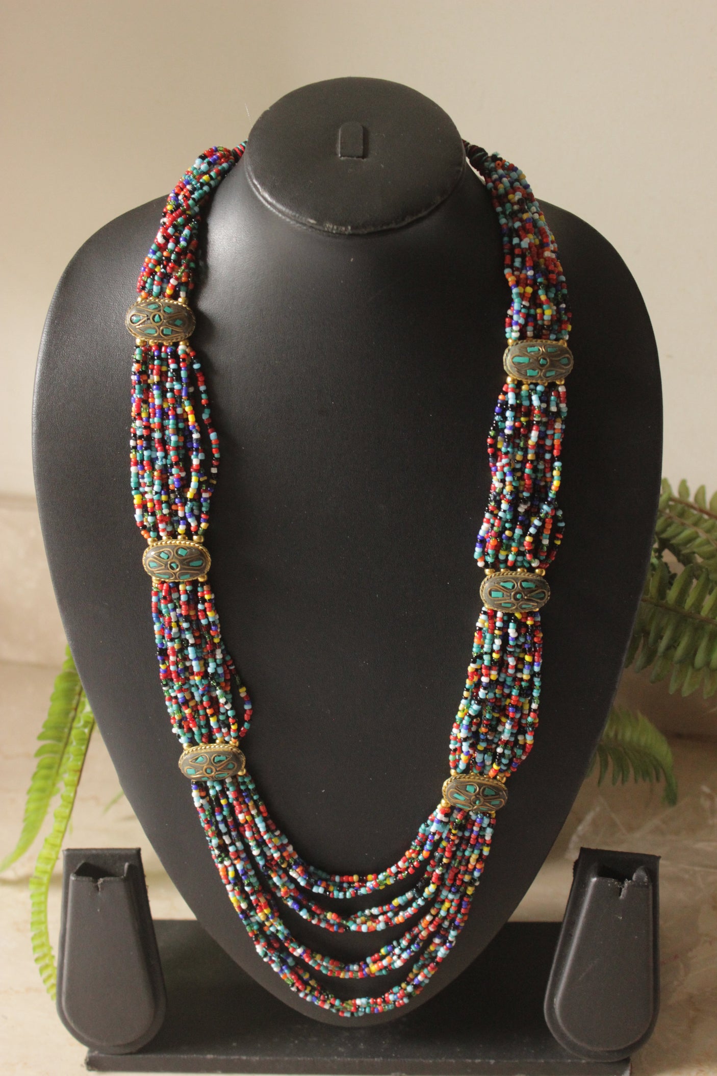 Multi-Color Seed Beads Tibetan Motifs Necklace