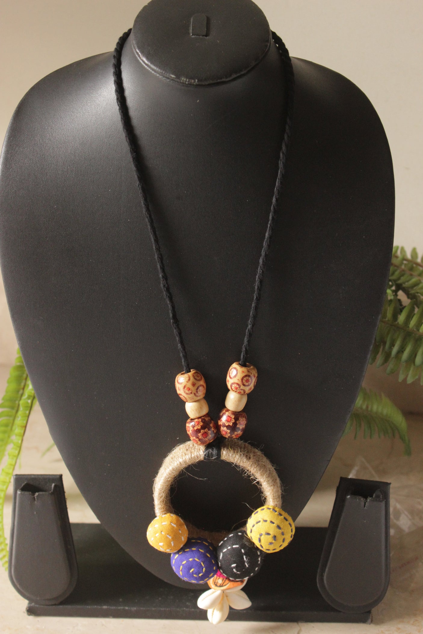 Chirping Charm Kantha Embroidered Upcycled Fabric Necklace