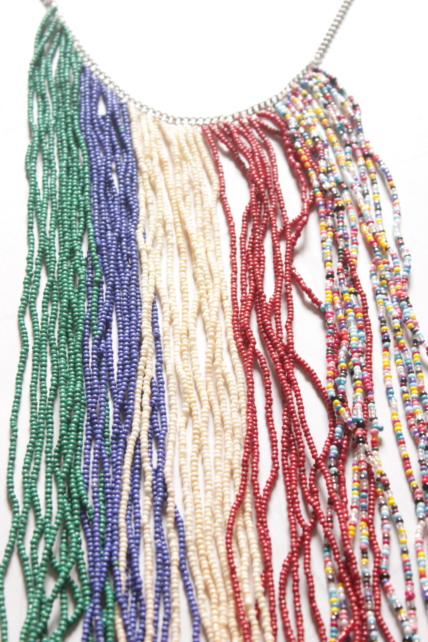 Multi-Color Beads Statement Handmade Long Boho Choker Necklace