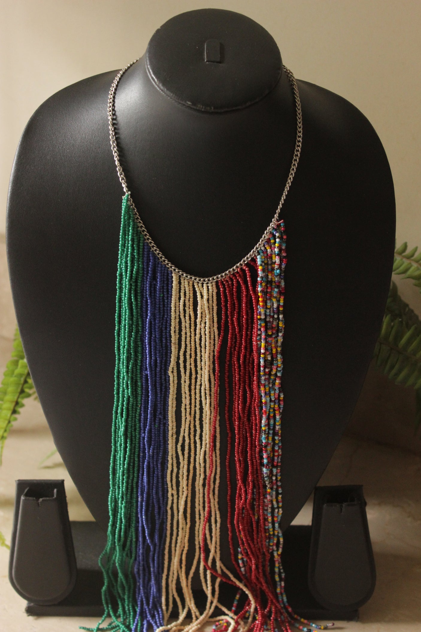Multi-Color Beads Statement Handmade Long Boho Choker Necklace
