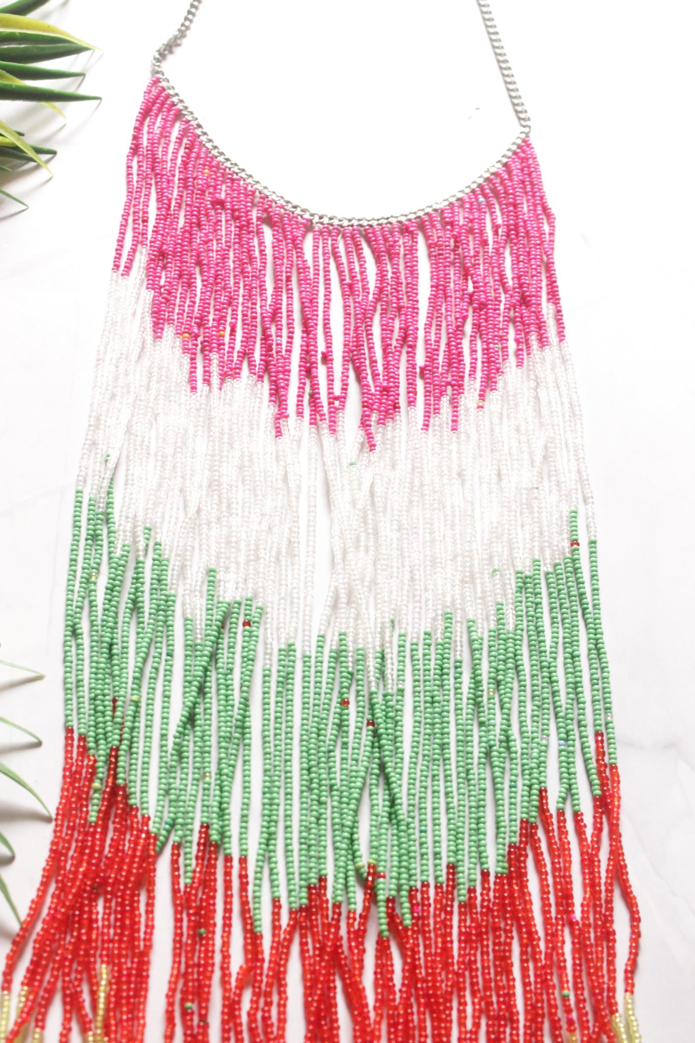 Multi-Color Beads Statement Handmade Long Boho Choker Necklace