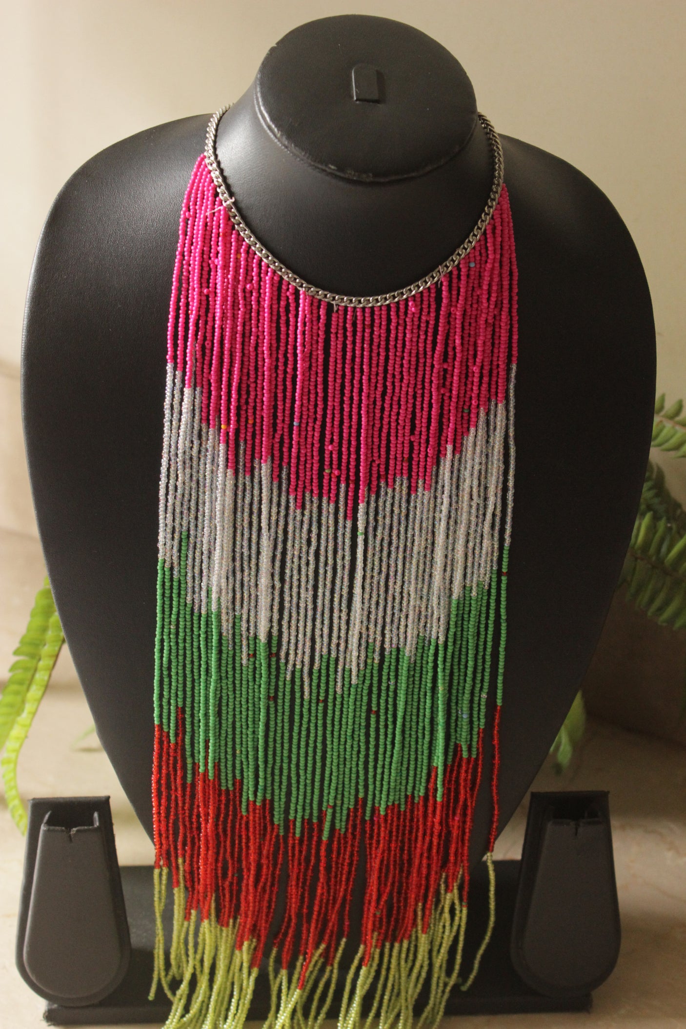 Multi-Color Beads Statement Handmade Long Boho Choker Necklace