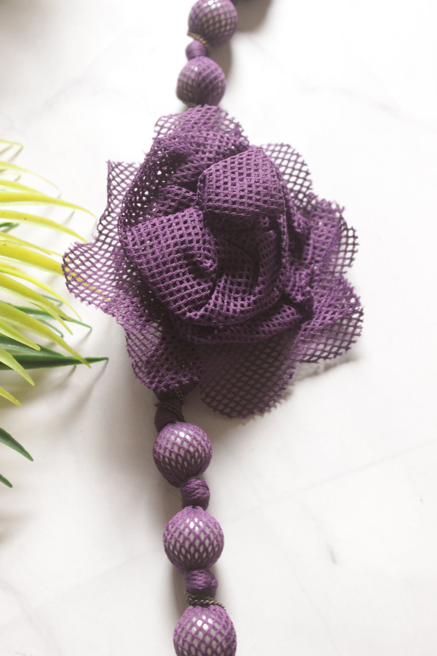 Purple Netted Fabric Queen Necklace