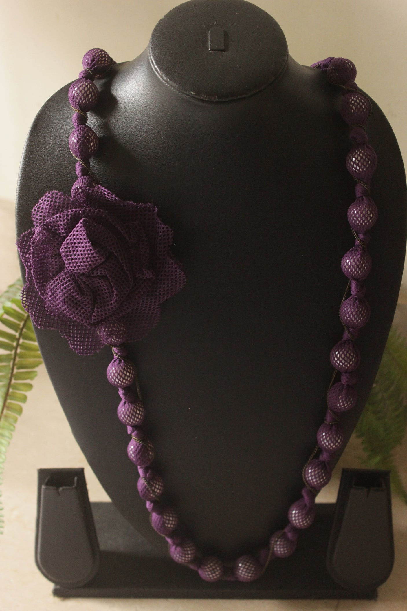 Purple Netted Fabric Queen Necklace