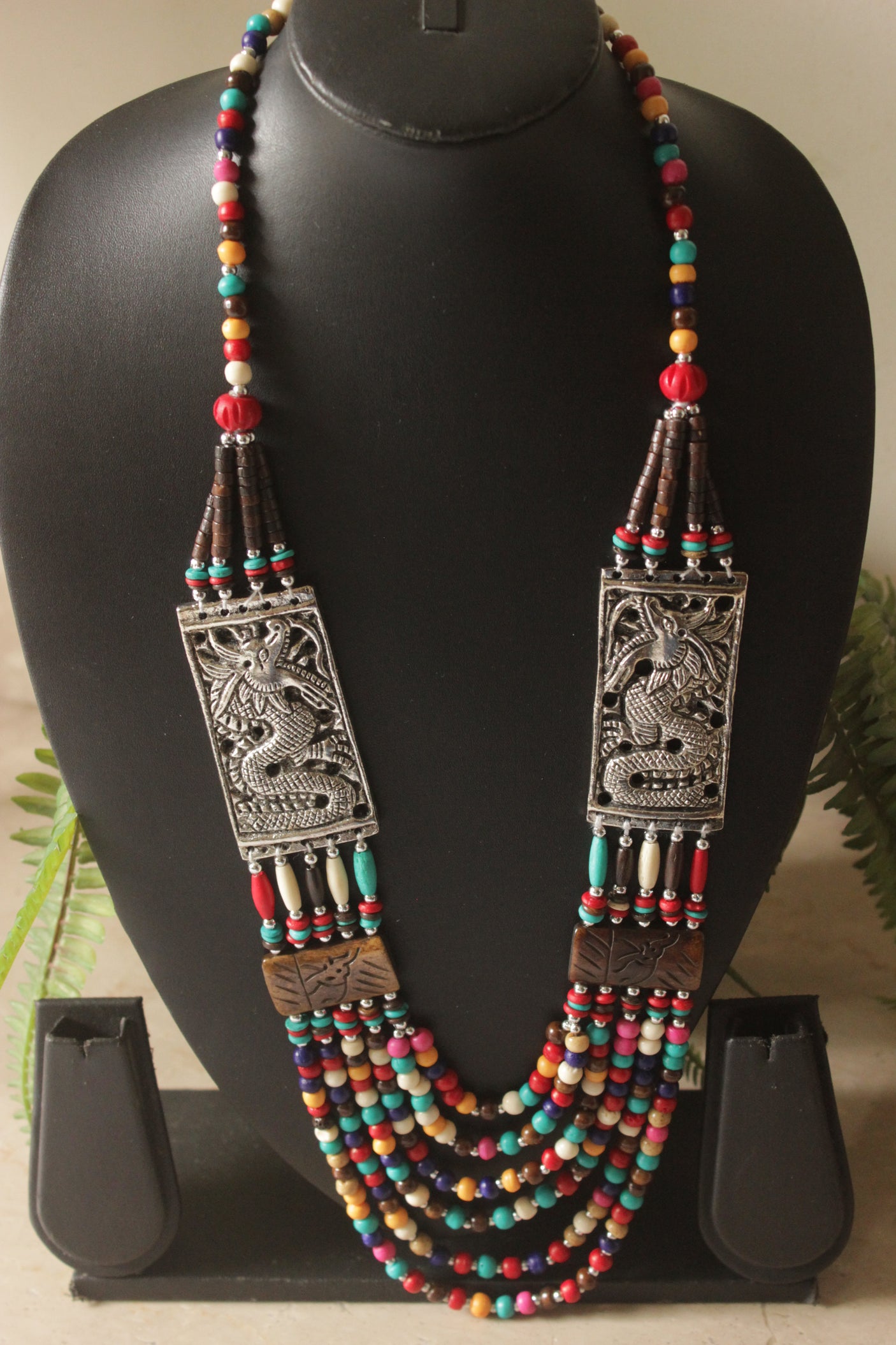 Multi-Color Seed Beads Tibetan Motifs Necklace