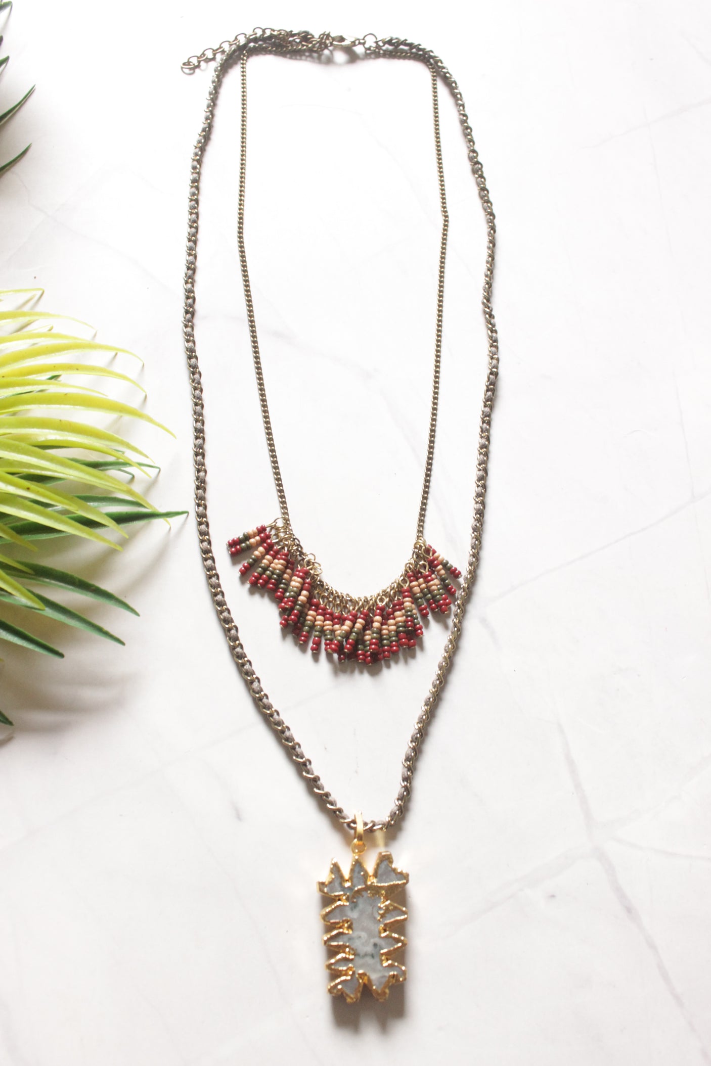Two Layer Gold Tone Chain Necklace
