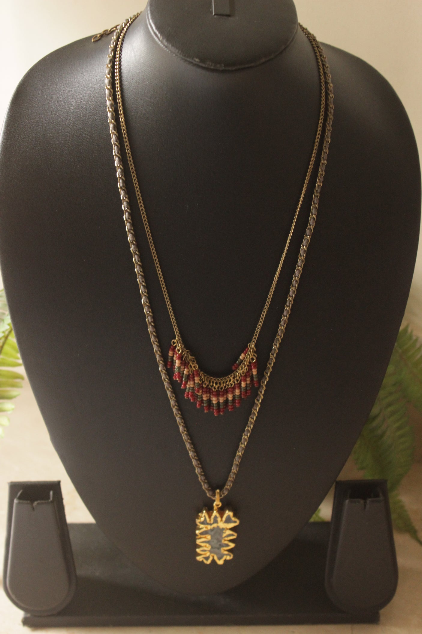 Two Layer Gold Tone Chain Necklace
