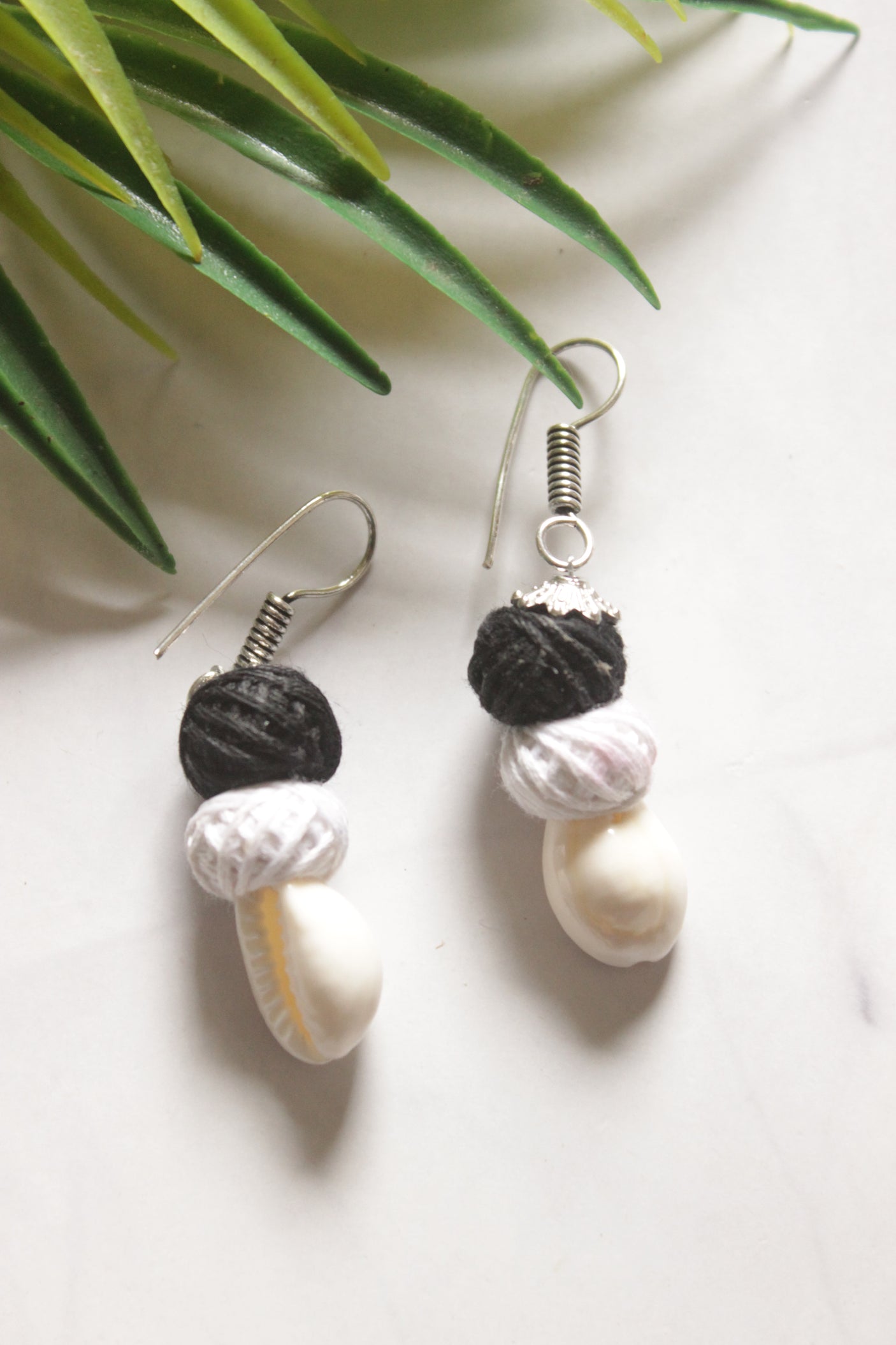 Kantha Embroidered White and Black Fabric Handmade Necklace