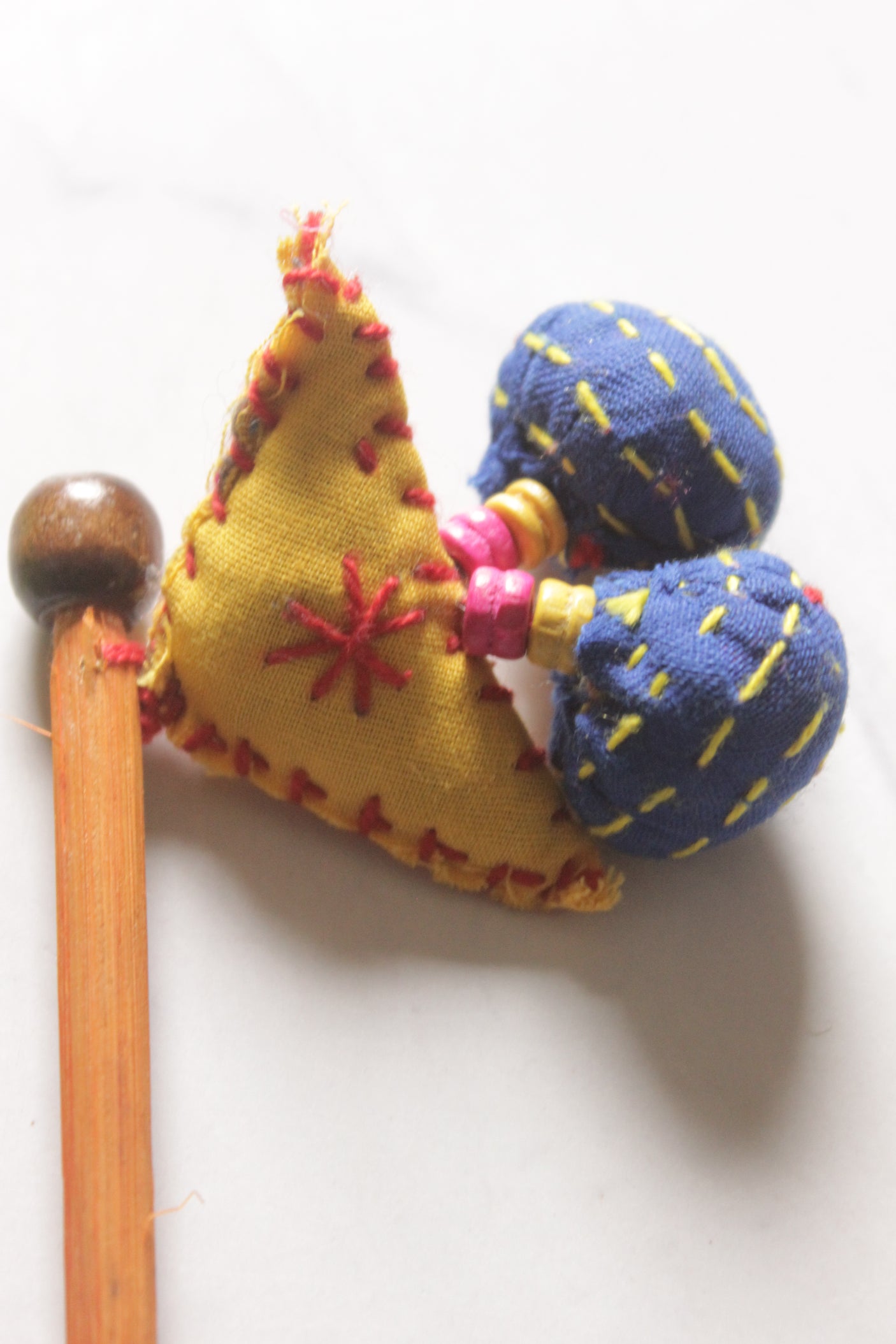 Wood and Fabric Hand Embroidered Juda Stick