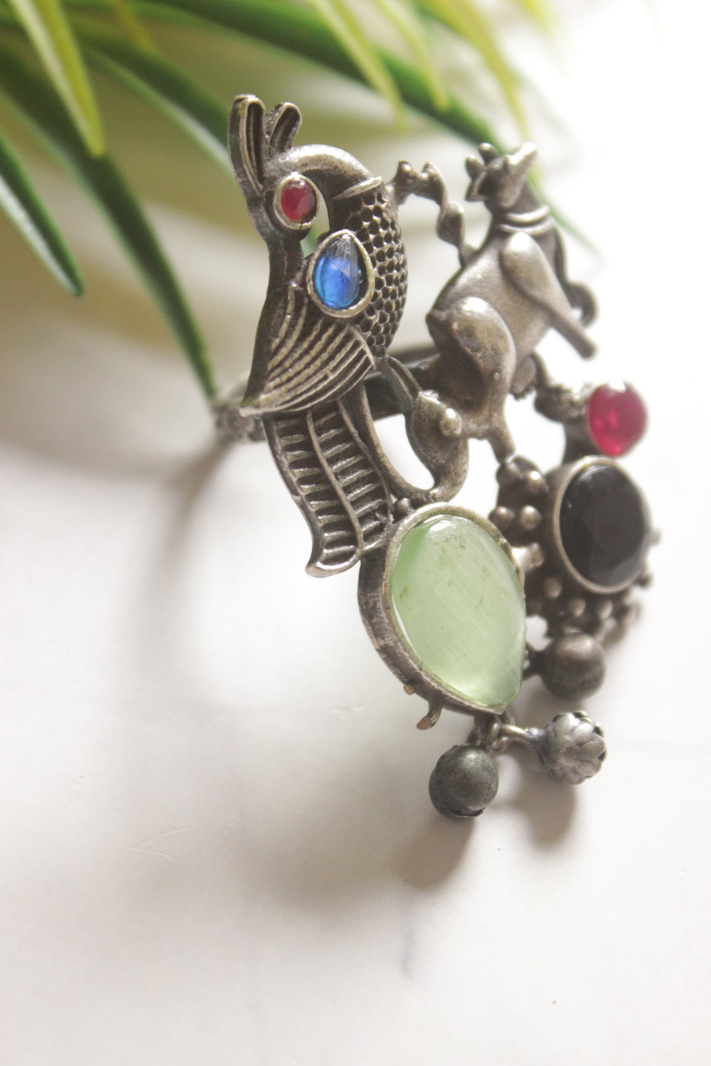 Glass Stones Embedded Statement Cocktail Ring