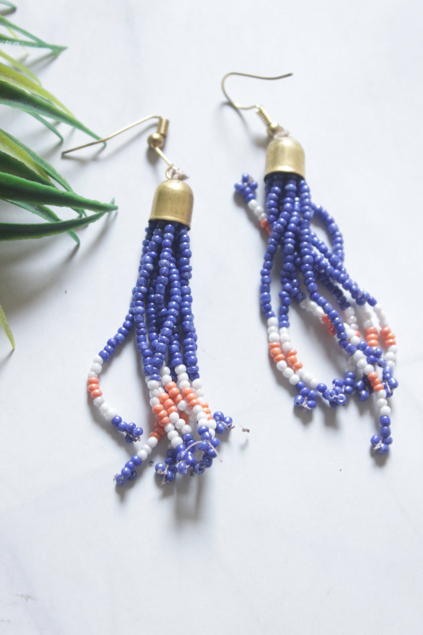 Purple Hand Beaded Long Necklace Set