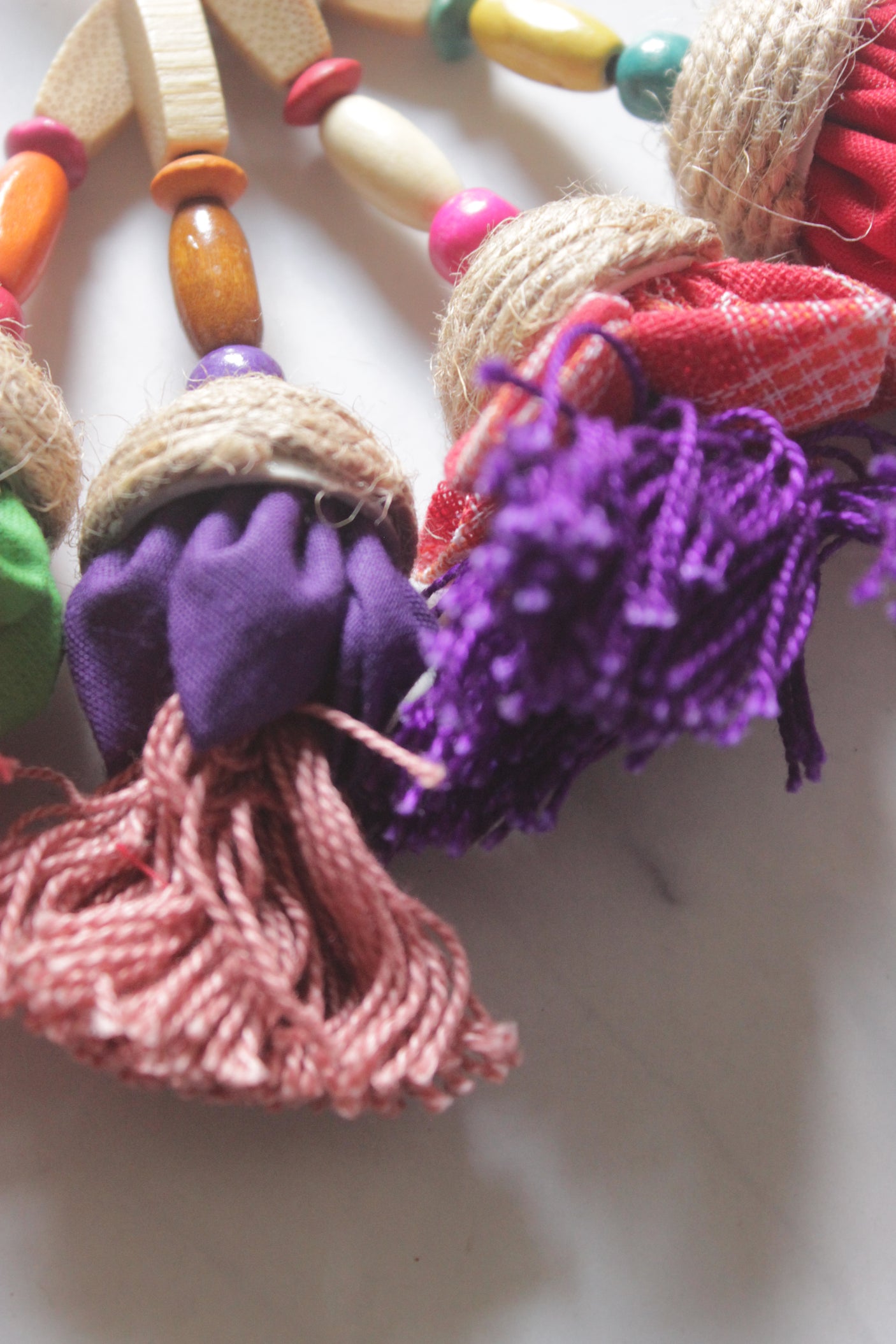 Handmade Multicolor Fabric Tassel Hair Tie Rubber Band