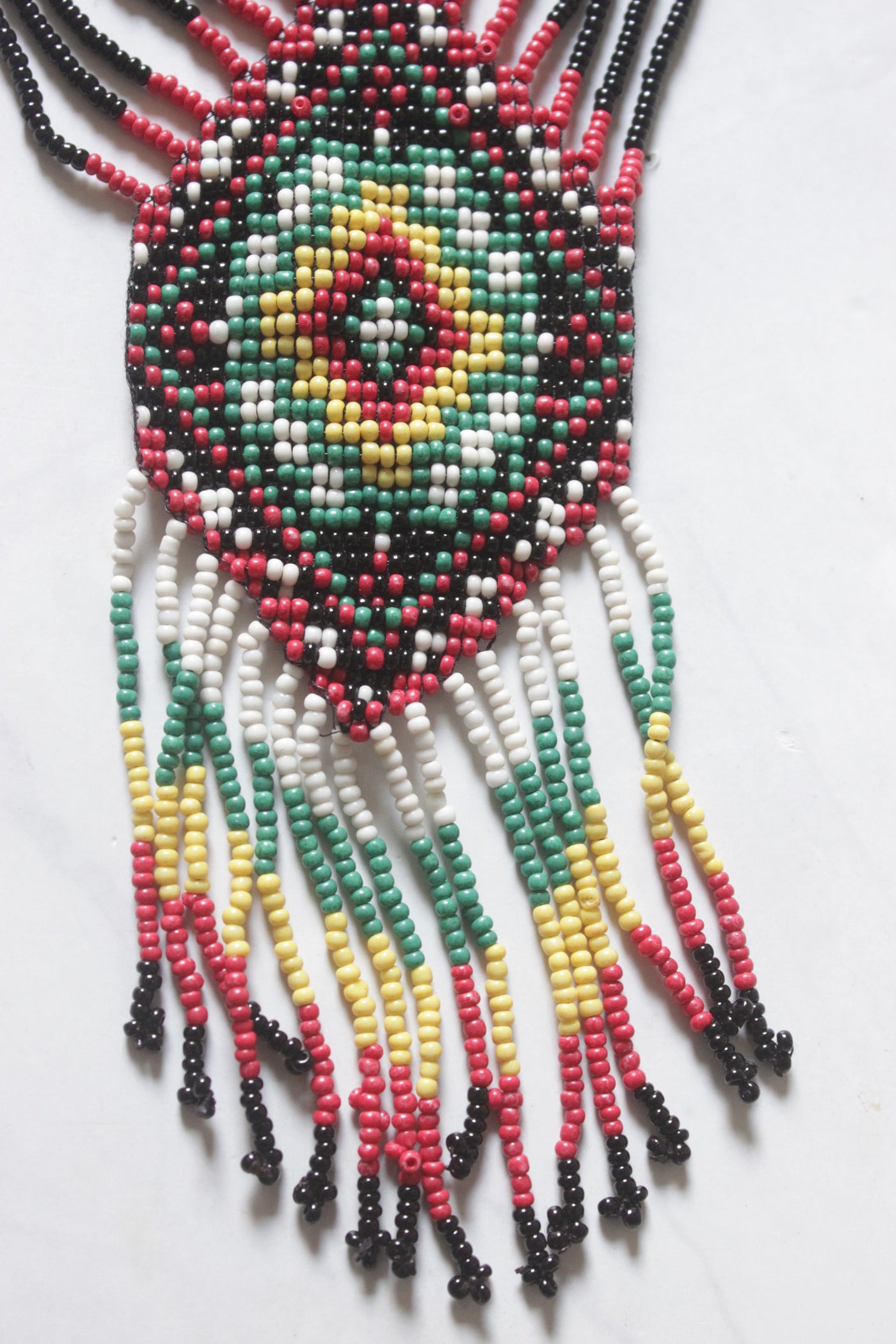Black & Multi-Color Hand Beaded Long Necklace Set