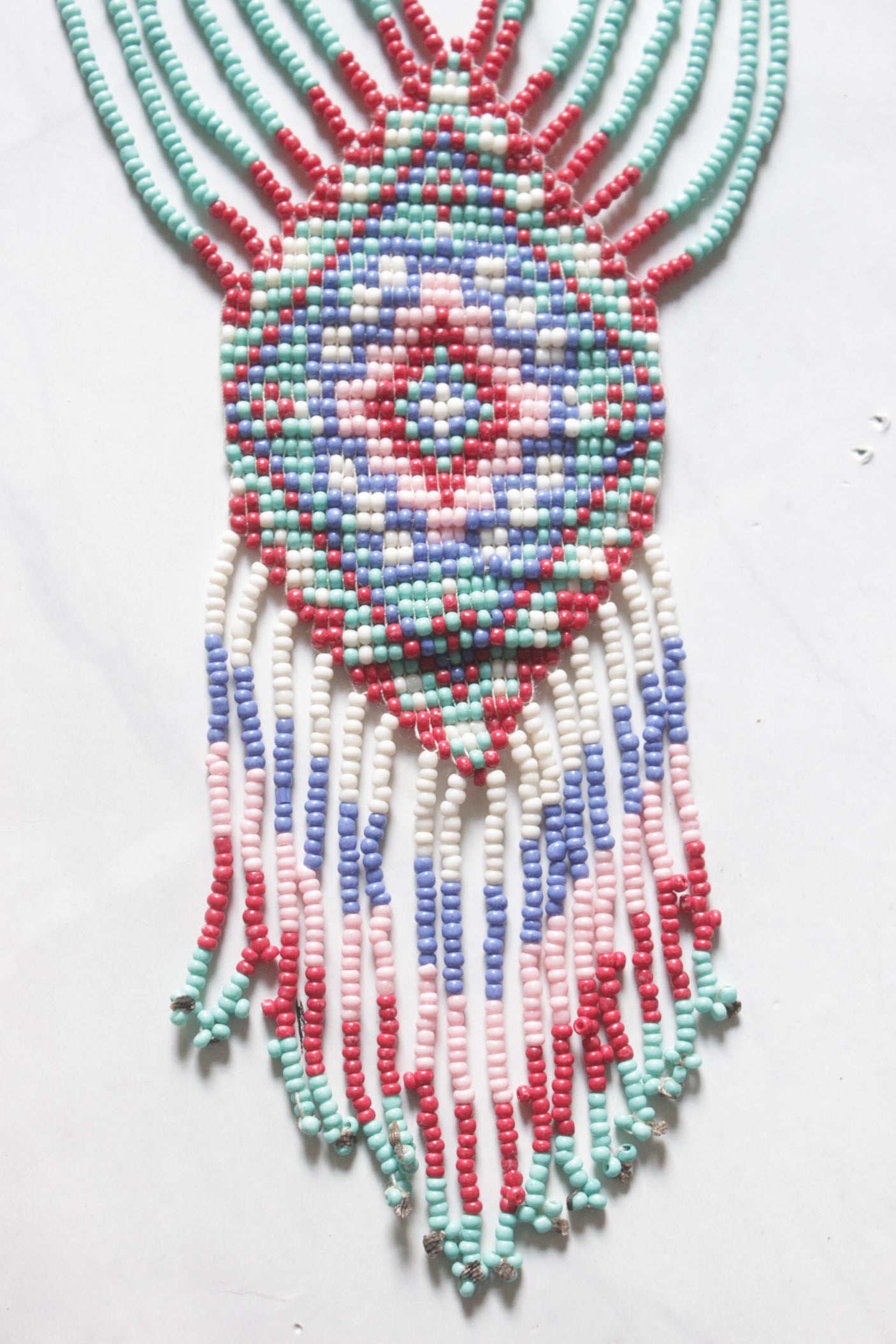 Blue & Multi-Color Hand Beaded Long Necklace Set