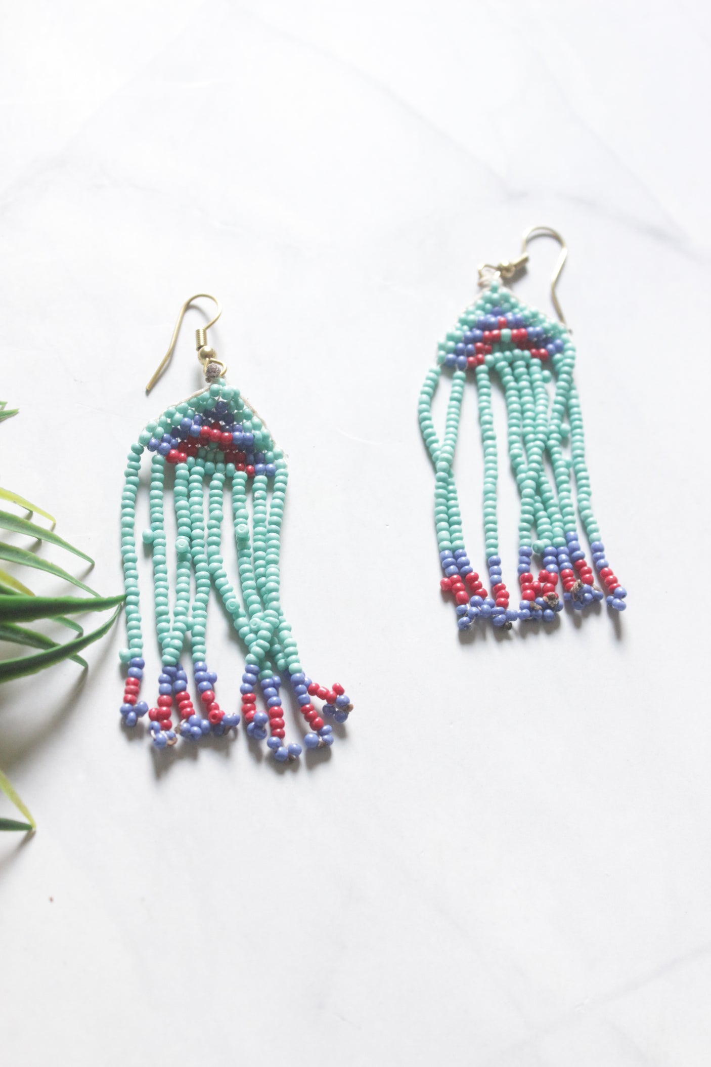 Blue & Multi-Color Hand Beaded Long Necklace Set