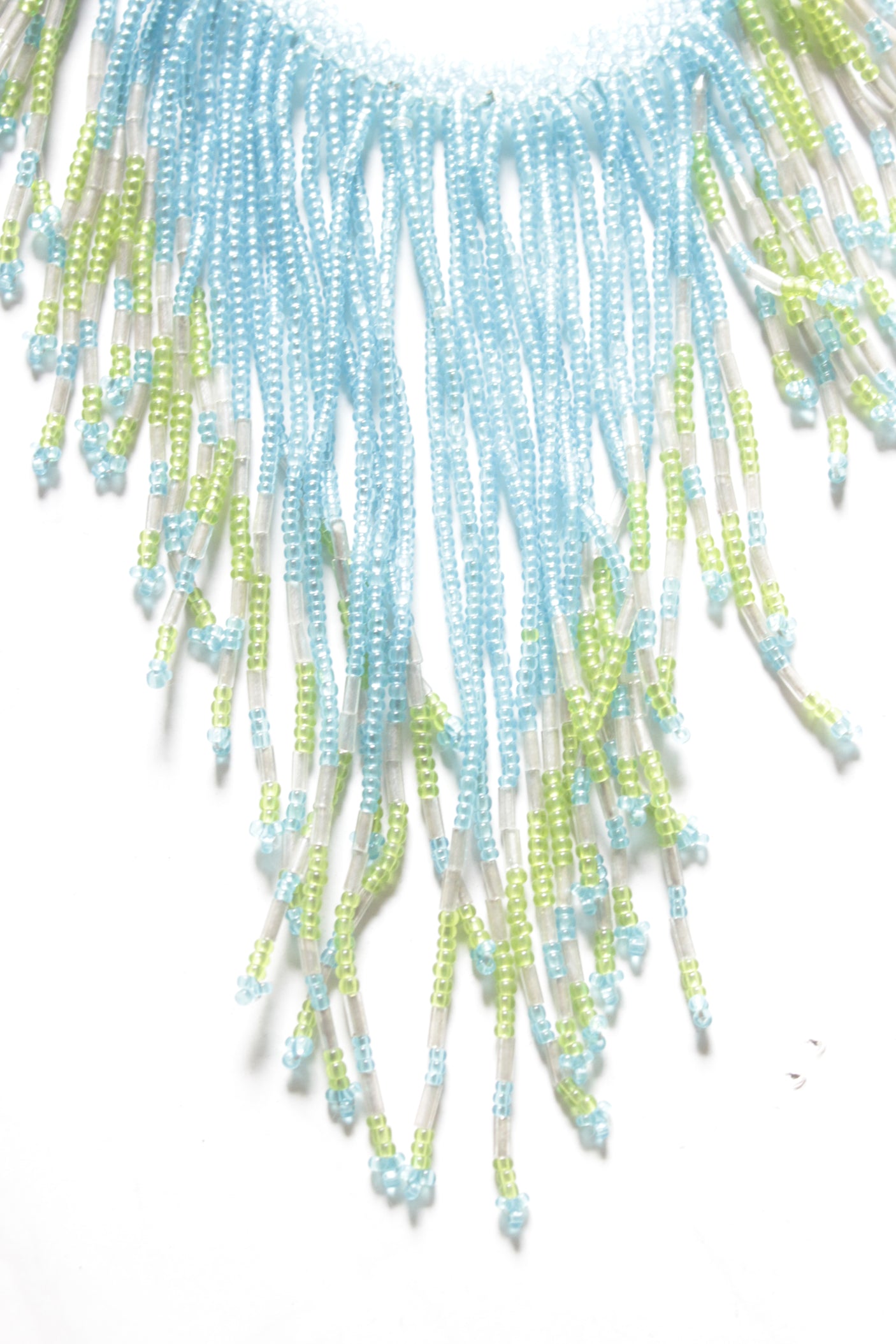 Blue and Green Mini Hand Beaded Boho Necklace