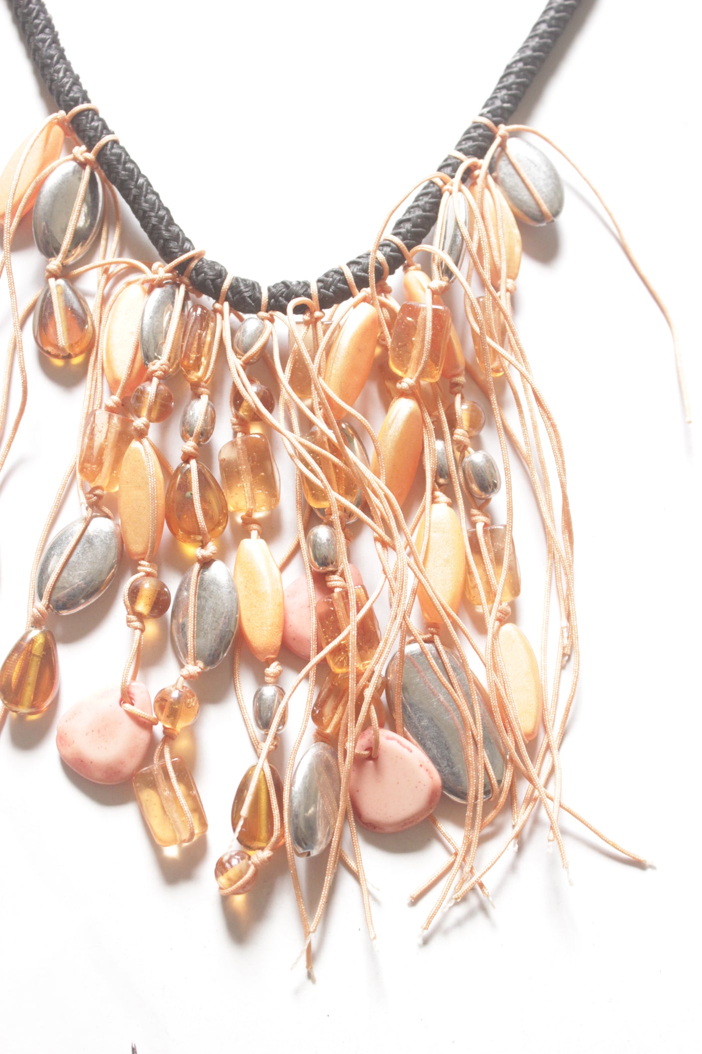 Boho Necklace with Beads, Shells & Tassel Accents