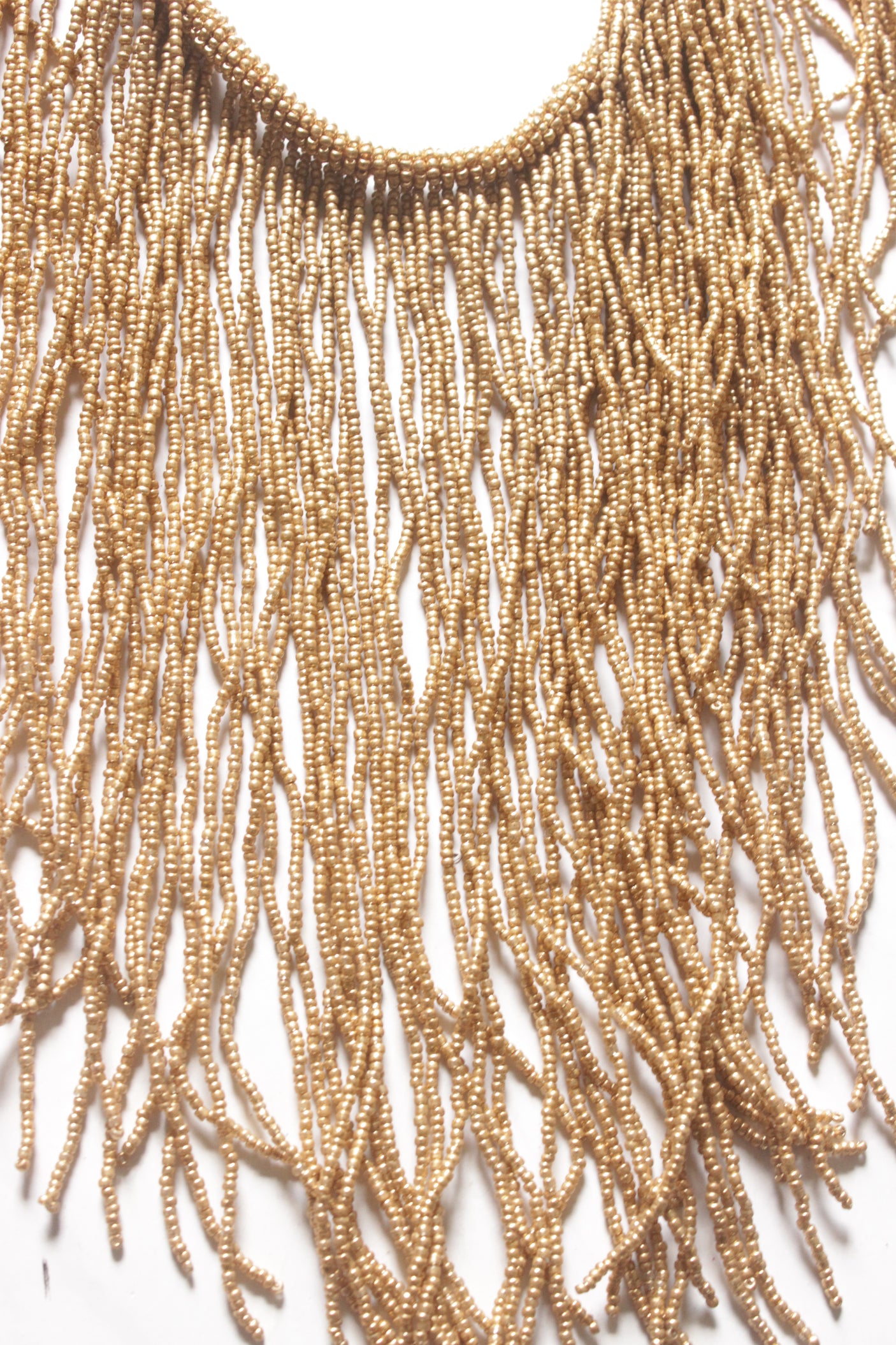 Golden Hand Beaded Boho Necklace