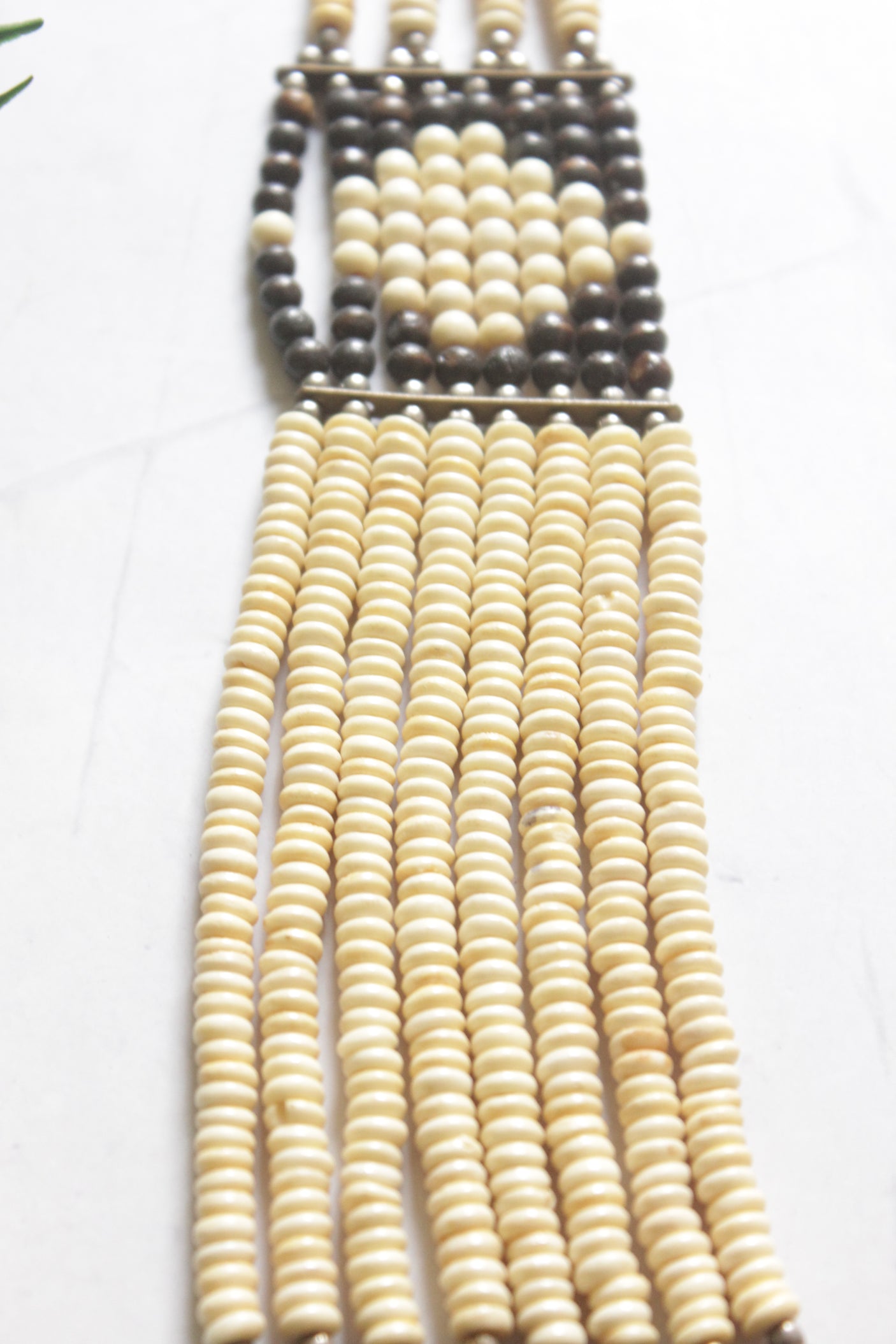 Ivory and Brown Acrylic Beads Multi-Layer Necklace