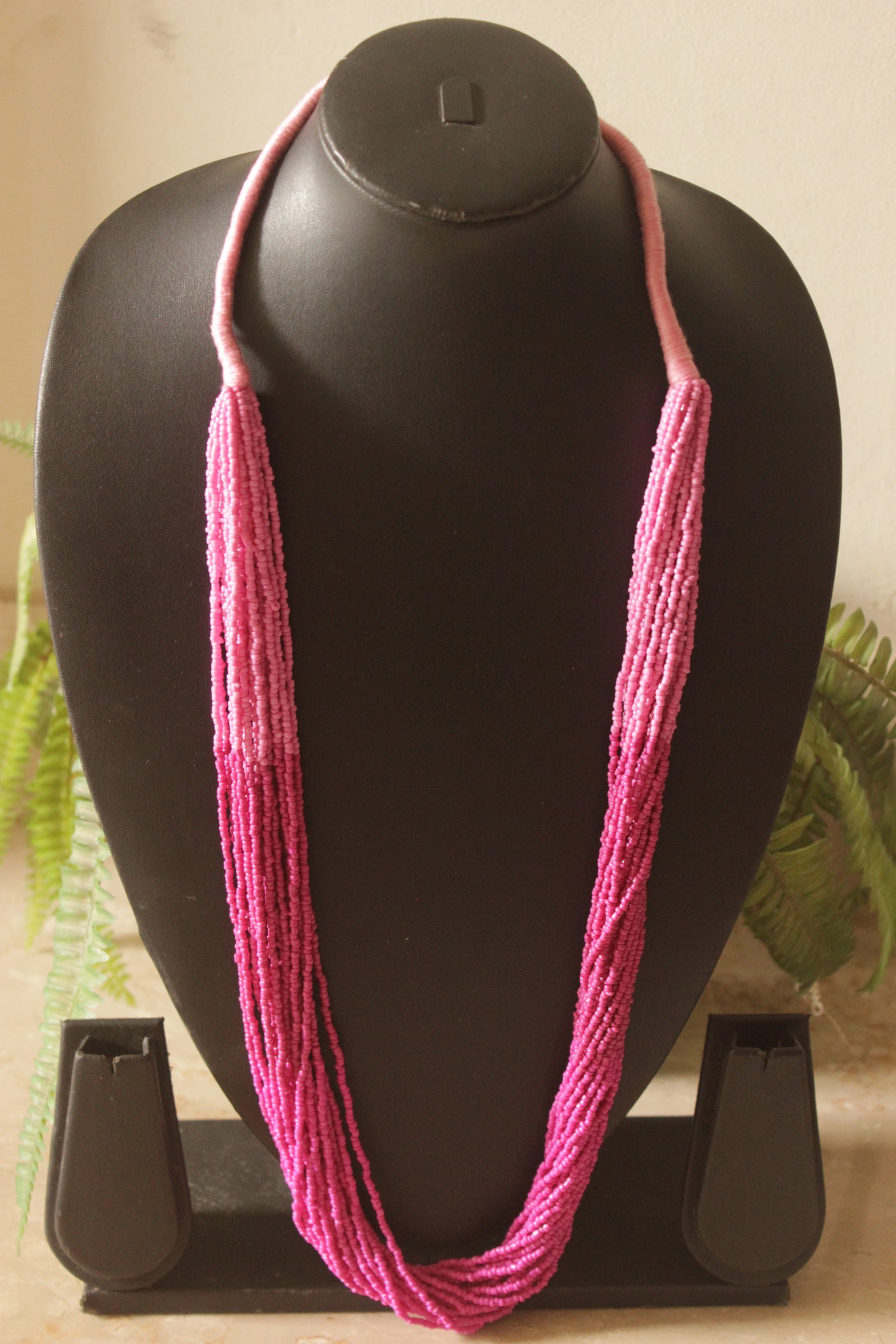 Multi-Layer Pink Beads Handmade Beaded Necklace