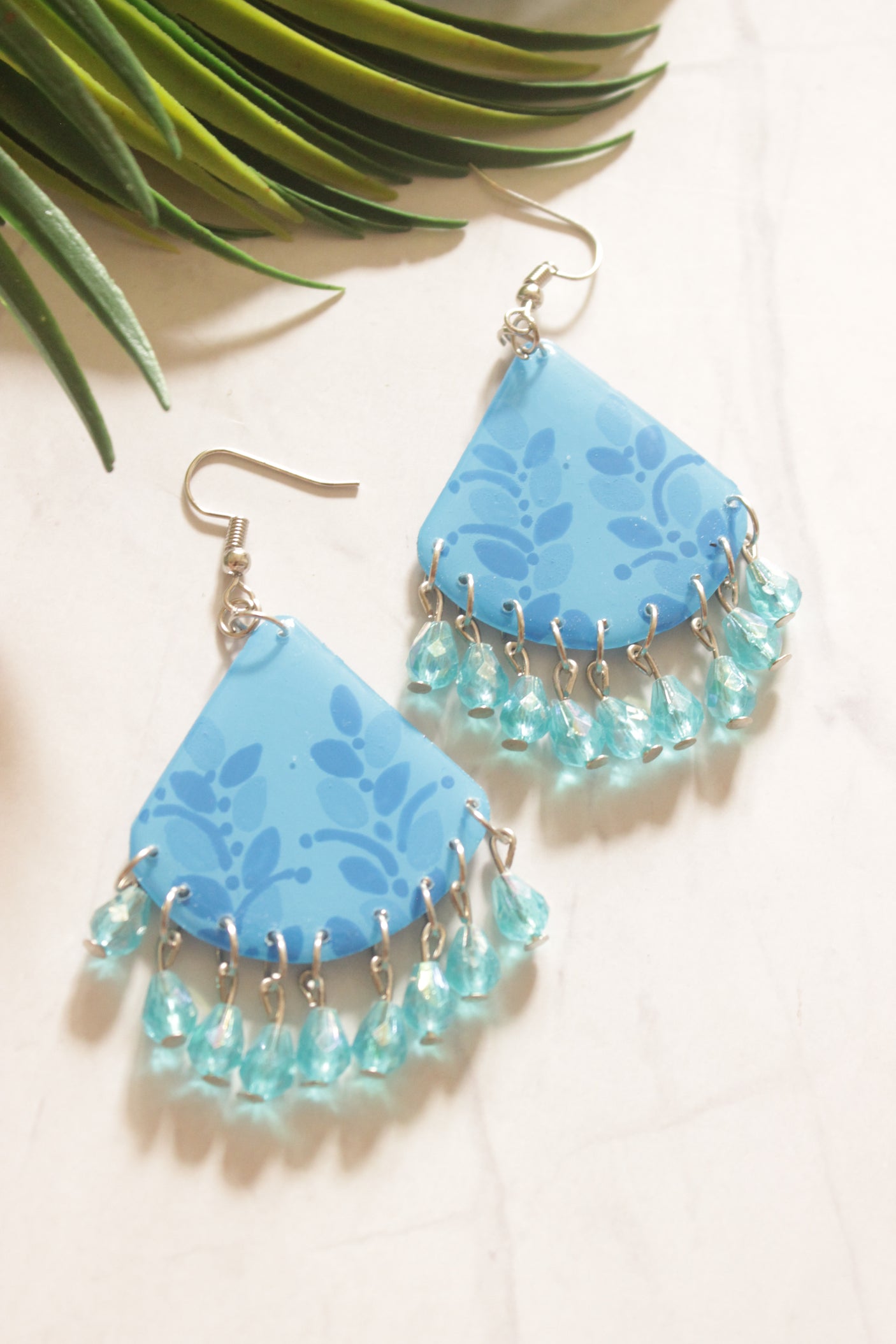 Blue Resin Dangler Earrings