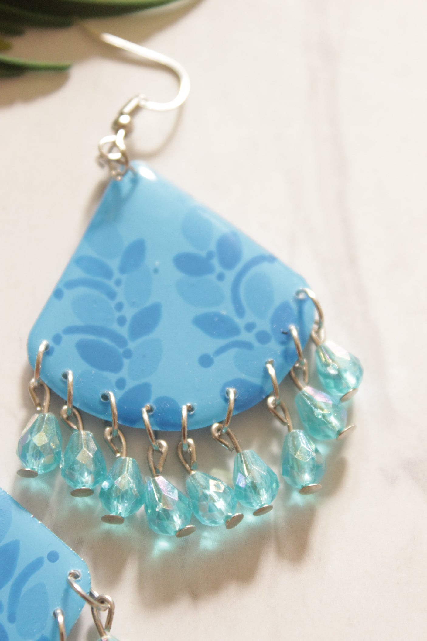 Blue Resin Dangler Earrings