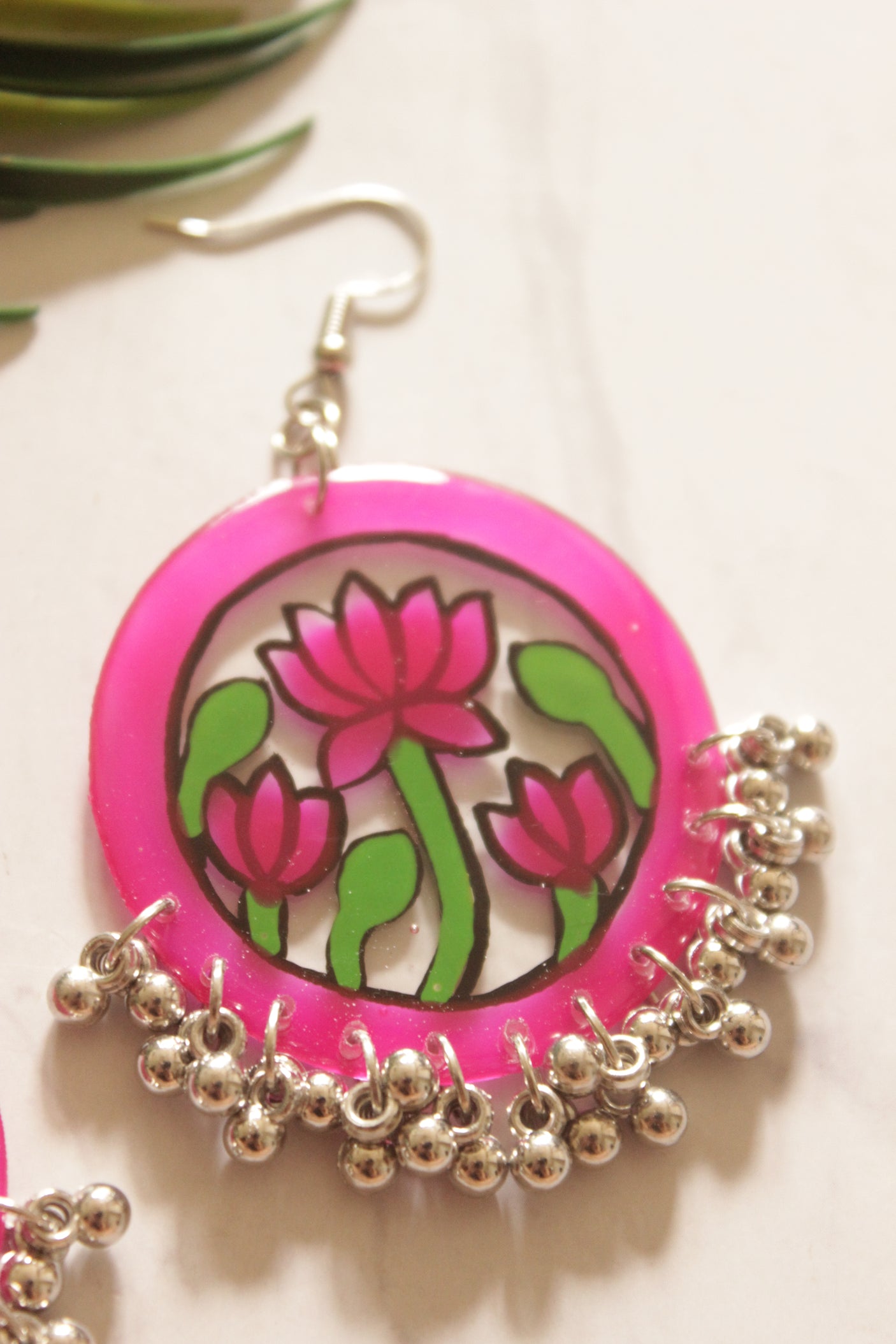 Handpainted Flowers Resin Earrings