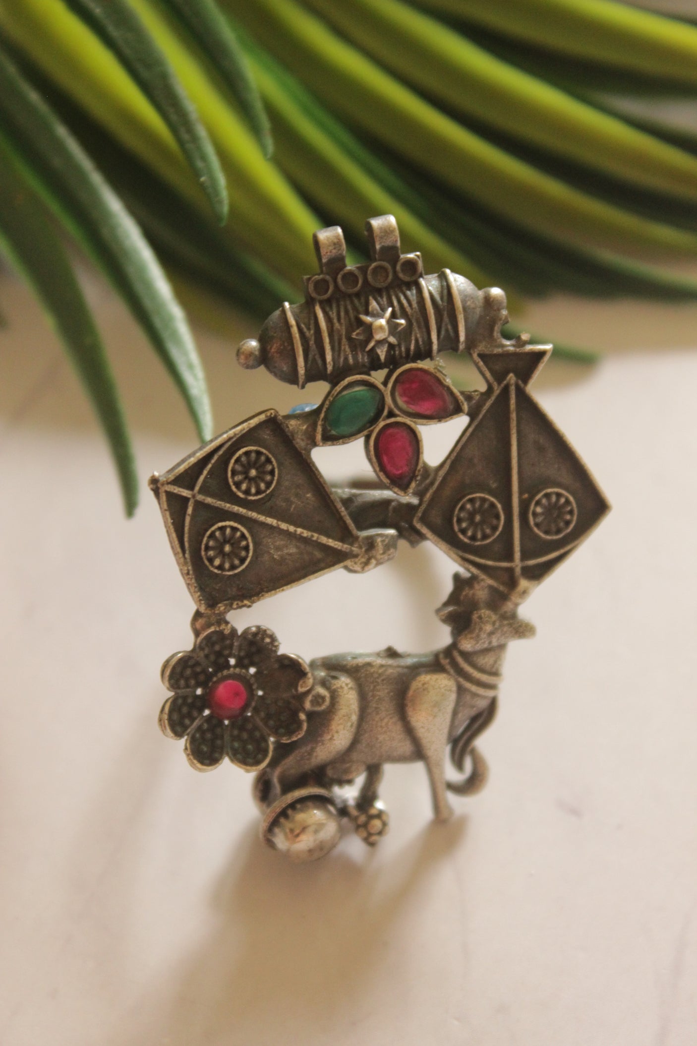 Tribal Oxidized Silver Statement Ring