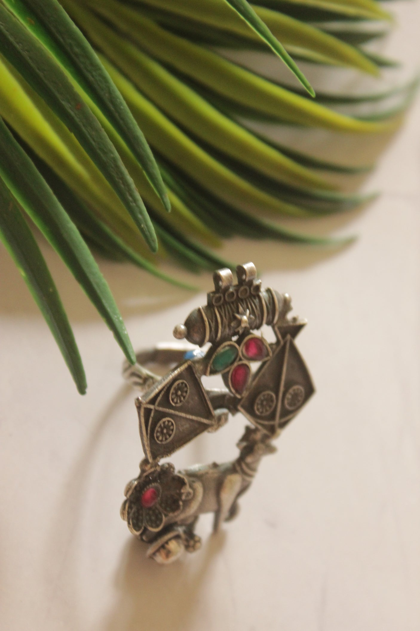 Tribal Oxidized Silver Statement Ring