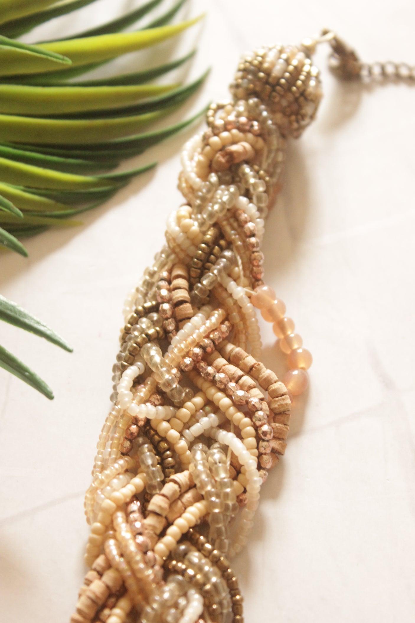 Peach and Brown Acrylic Beads Handmade Necklace