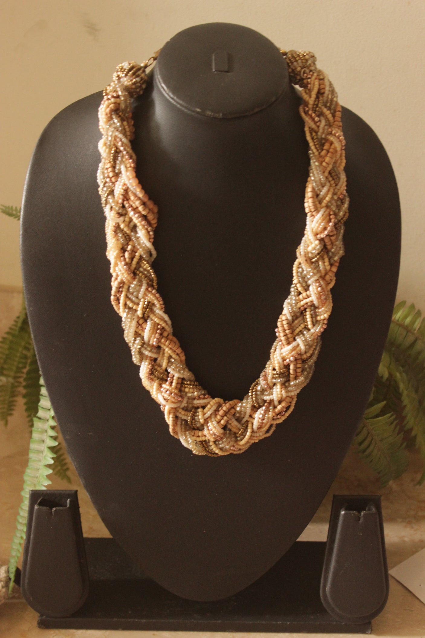 Peach and Brown Acrylic Beads Handmade Necklace