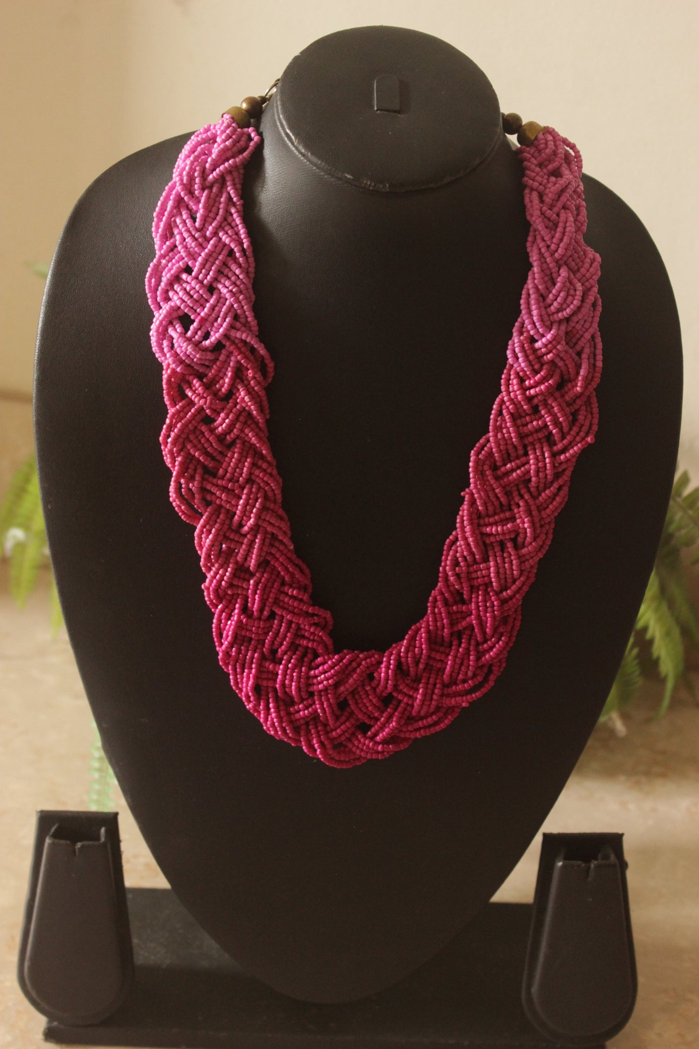 Twisted Pink Beads Handmade Necklace