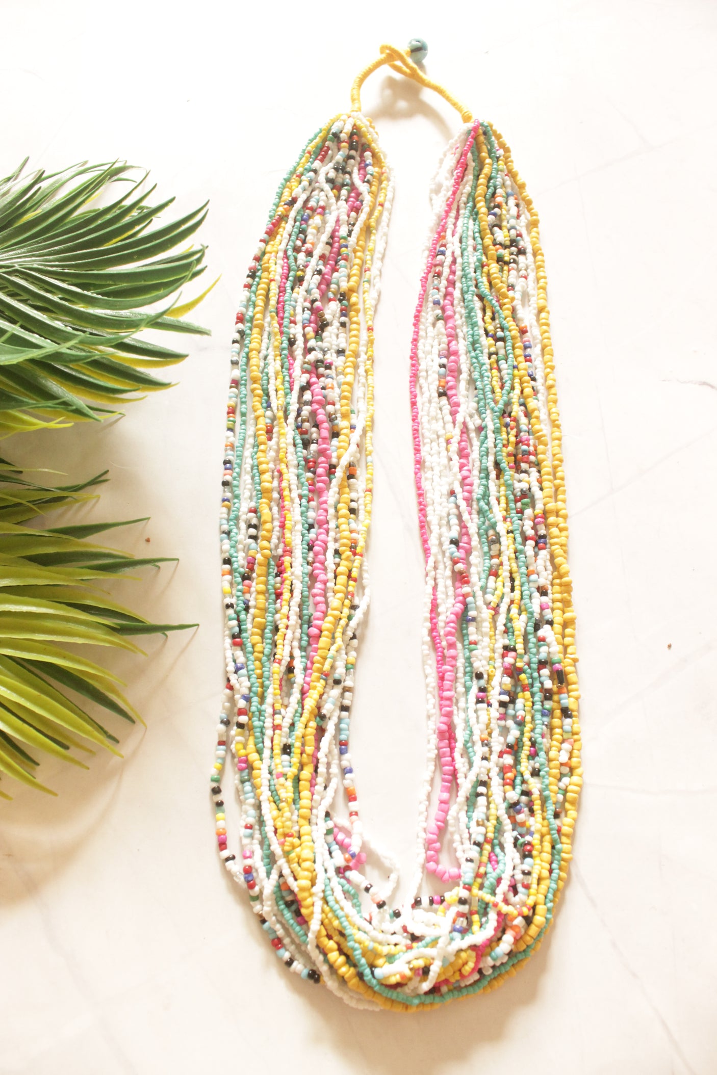 Multi-Color Beads Hand Braided Boho Necklace