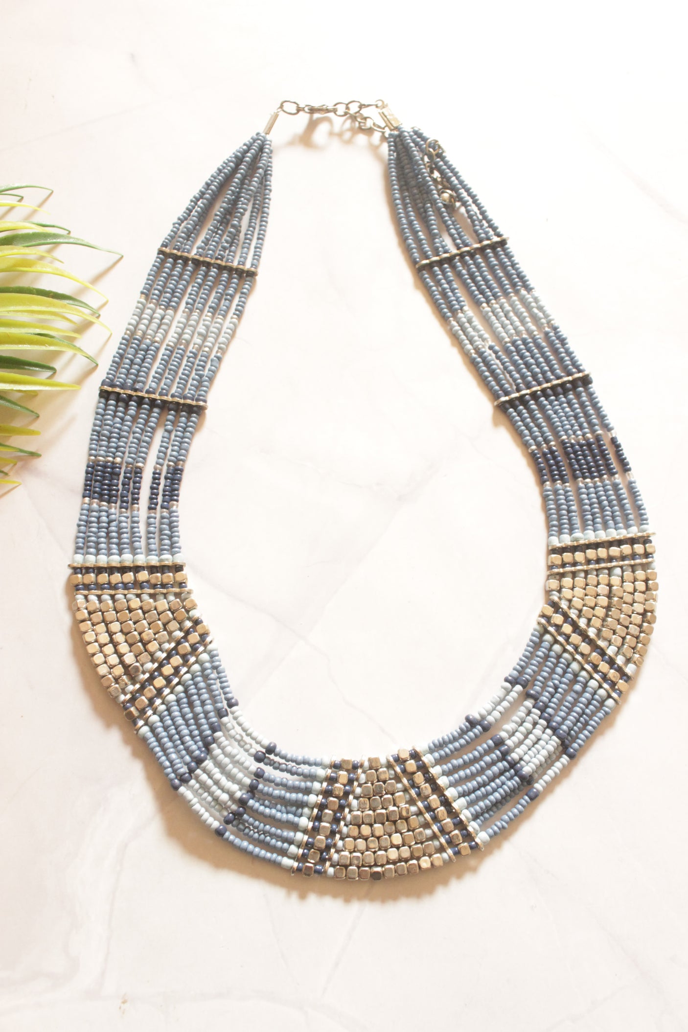 Ocean Sand Multi-Layer Blue Bead Necklace