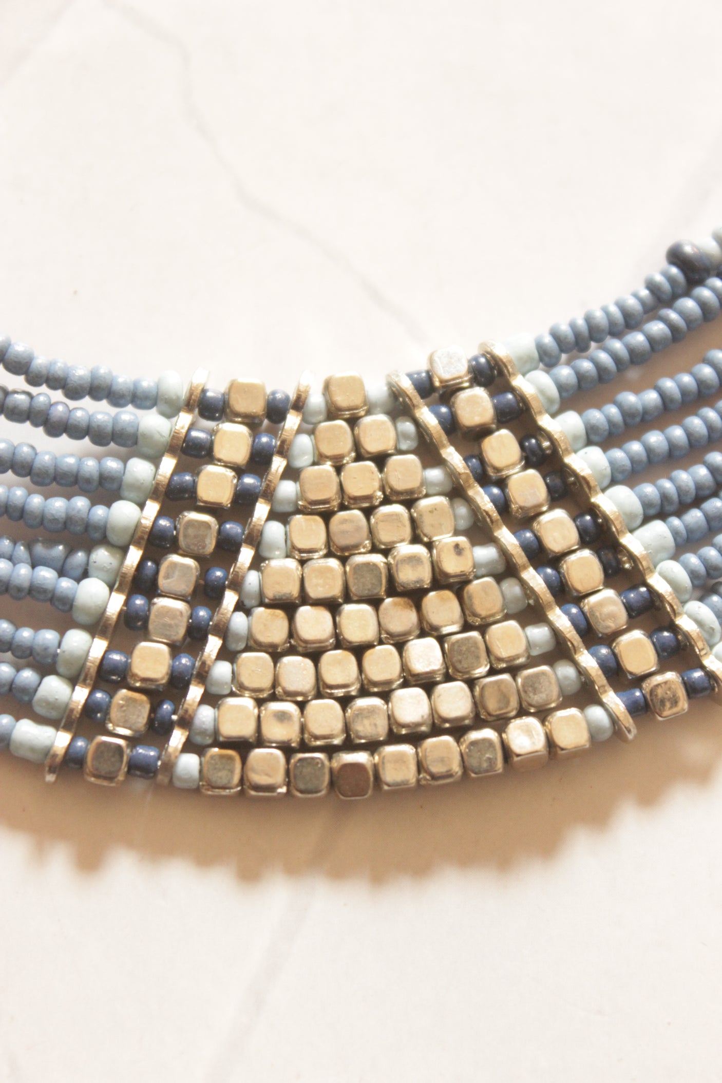 Ocean Sand Multi-Layer Blue Bead Necklace