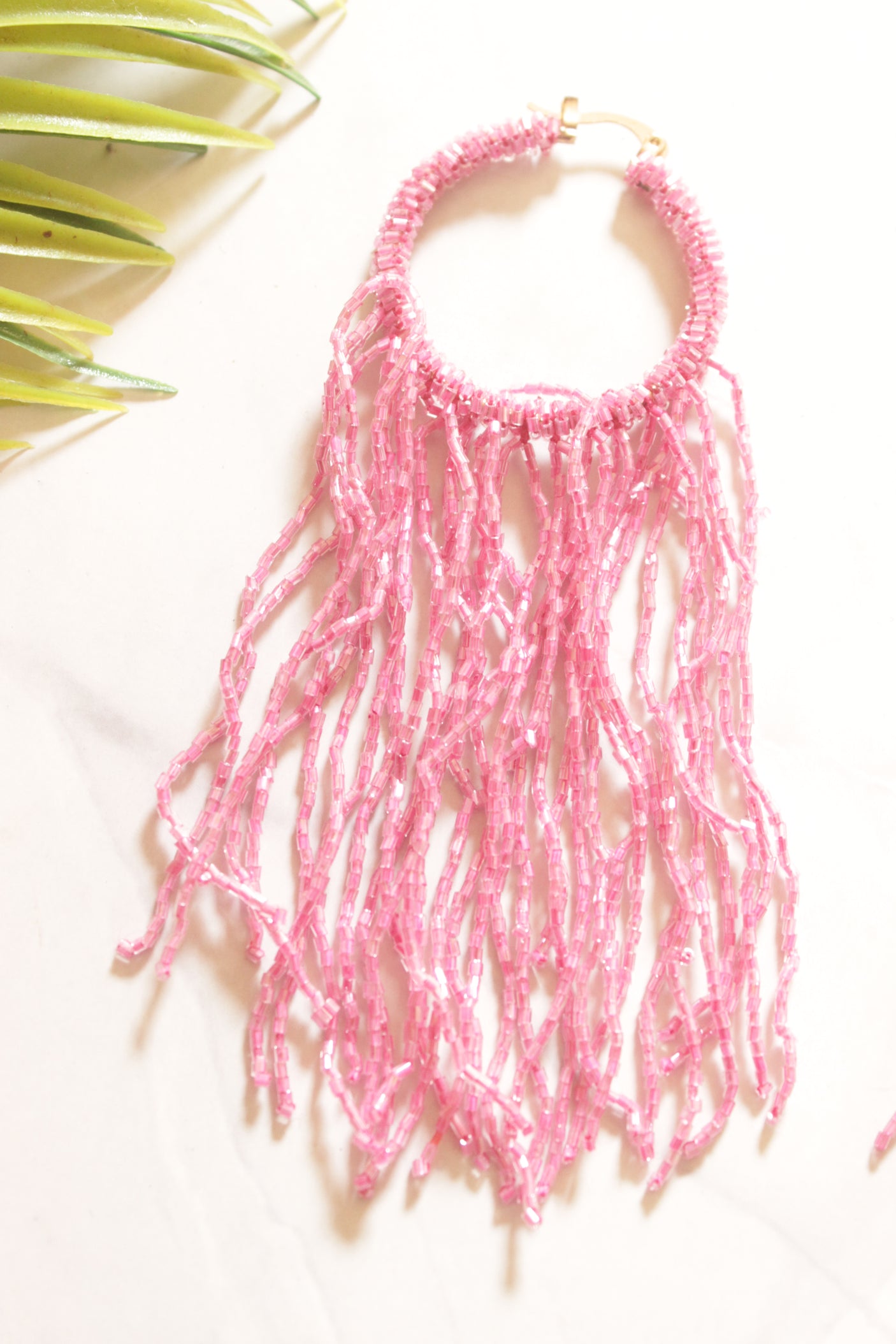 Blue and Red Hand Beaded Dangler Earrings