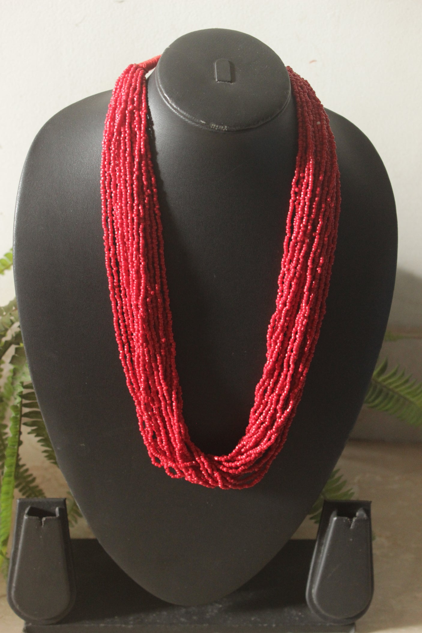 Red Beads Layered Necklace