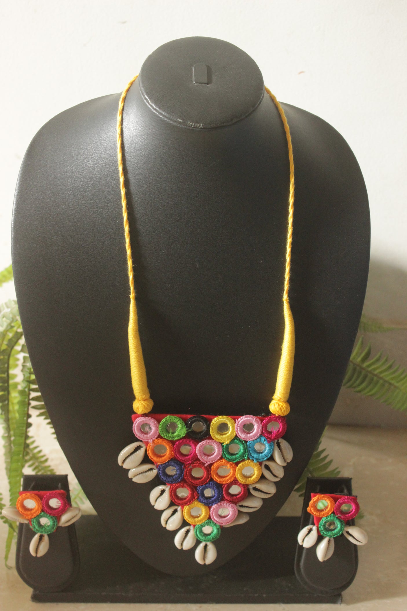 Mirror and Shell Work Multi-Color Handmade Necklace