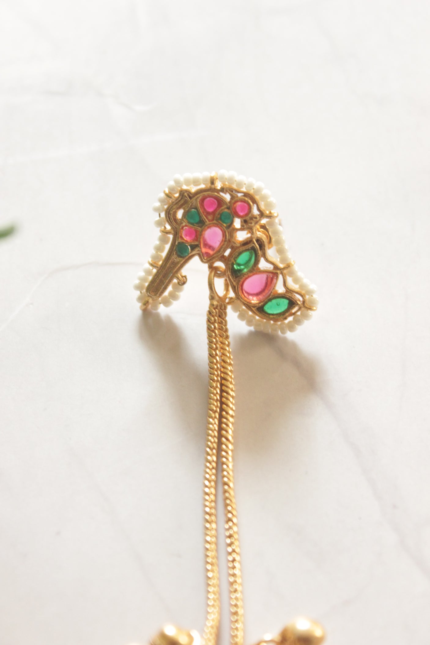 Ghungroos Embellished Golden Chain kashmiri Long Dangler Earrings