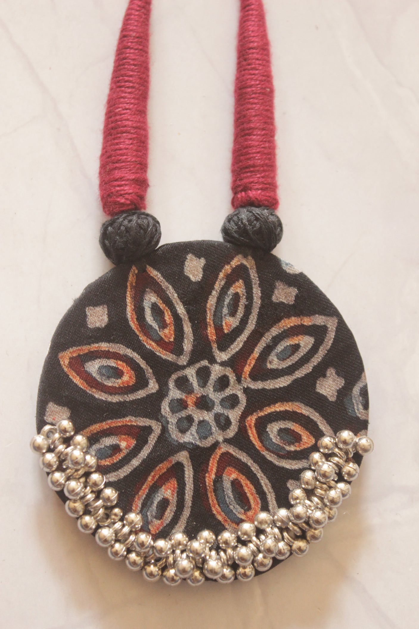 Block Printed Fabric Handmade Necklace Set
