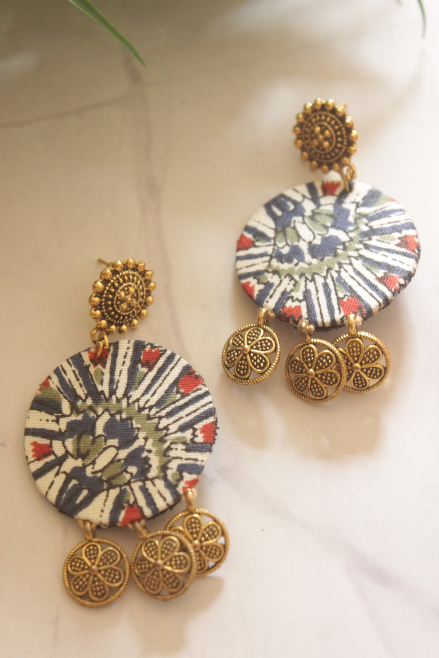 Mughal Garden Coin Charm Fabric Necklace Set