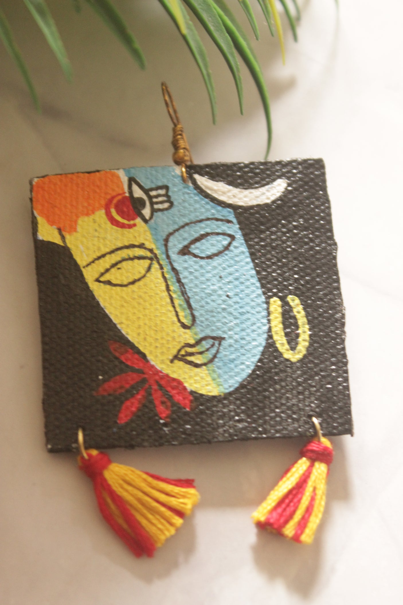 Lord Krishna Hand Painted Fabric Earrings