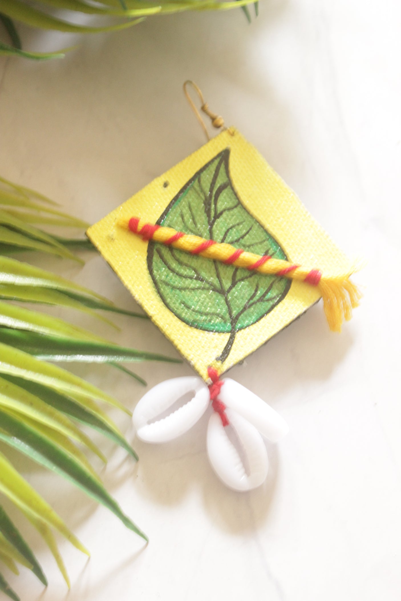 Leaf Hand-Painted Fabric Earrings