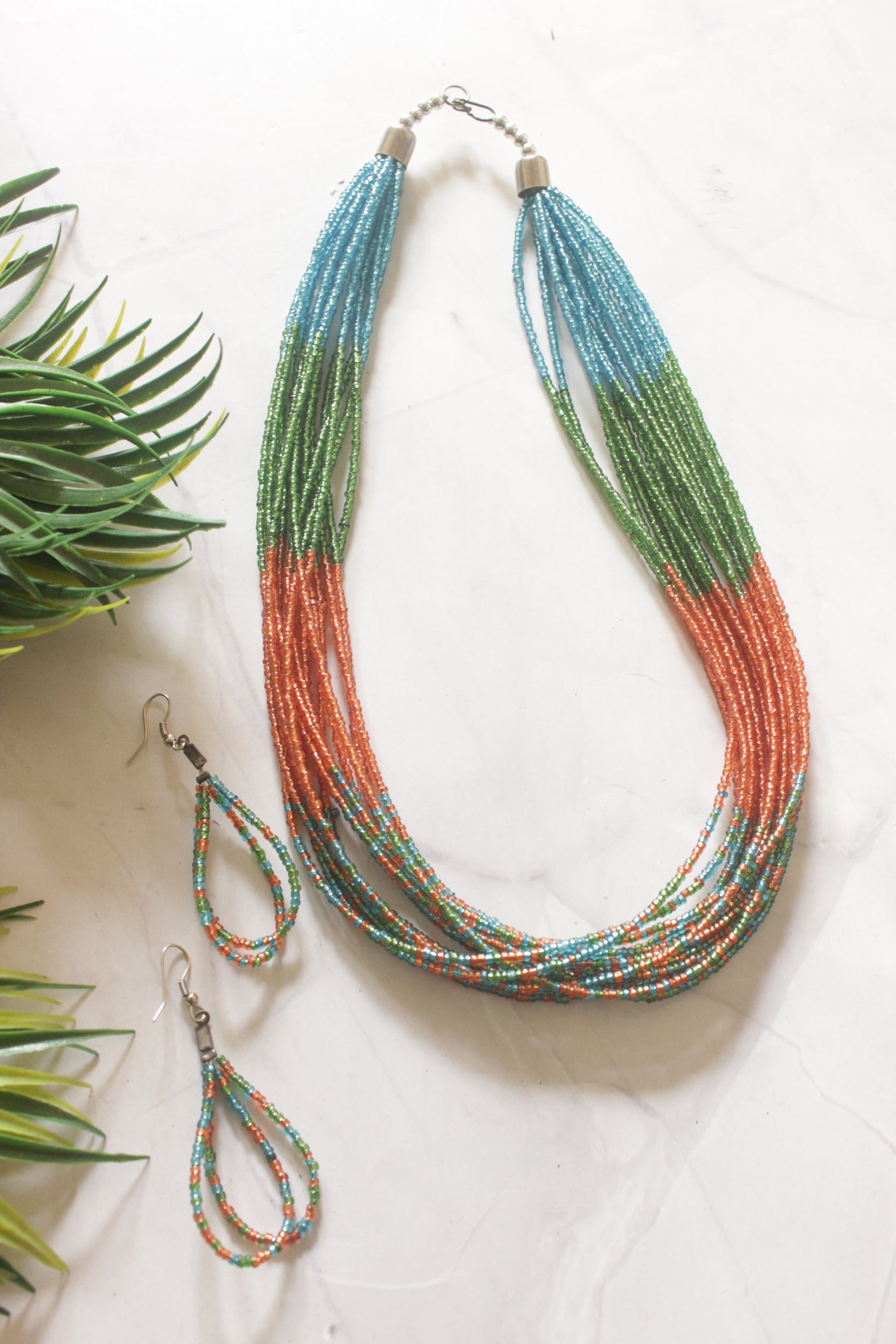 Multi-Color Glass Beads Handmade Necklace Set