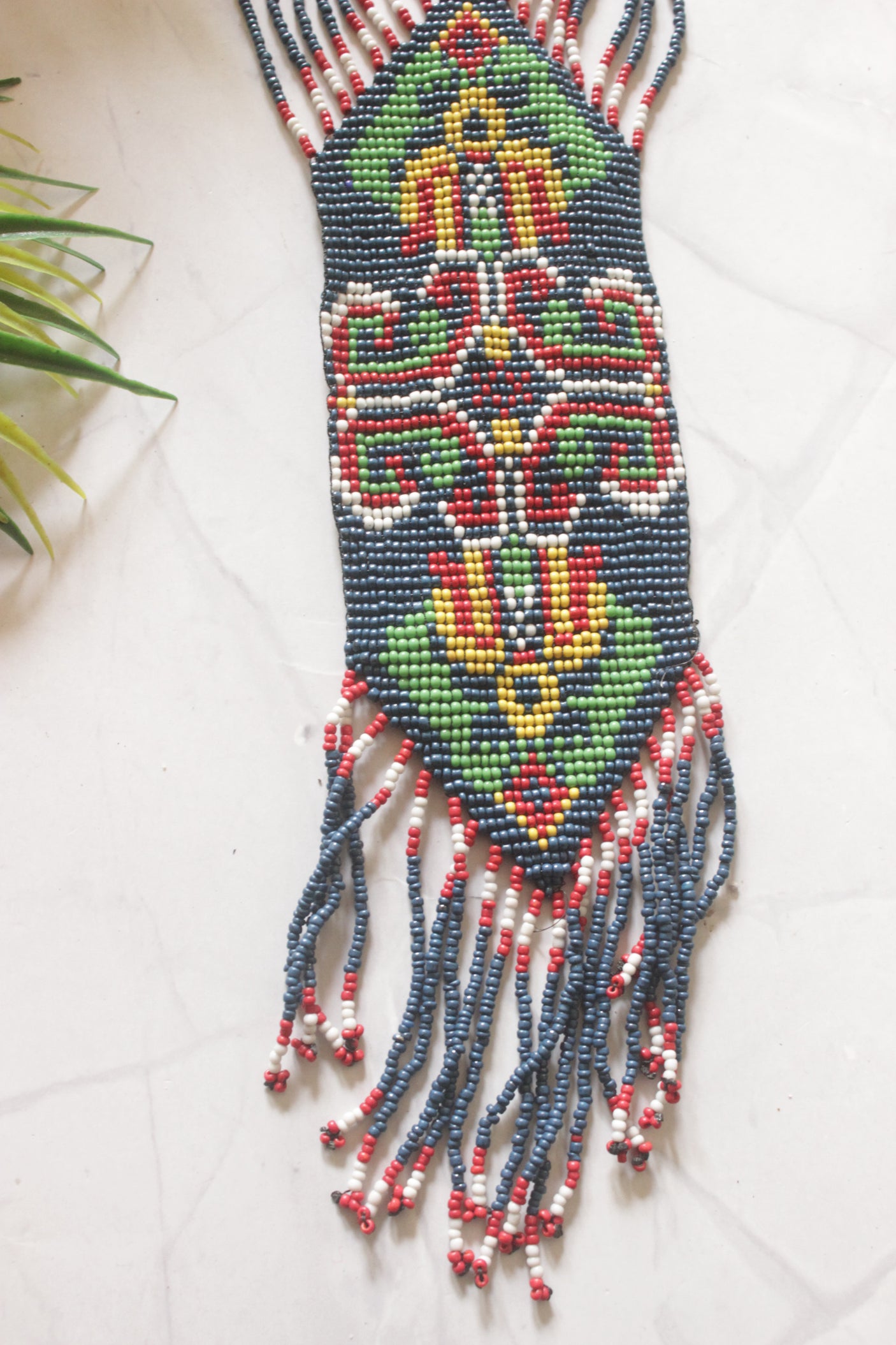 Multi-Color Hand Beaded Long Necklace Set