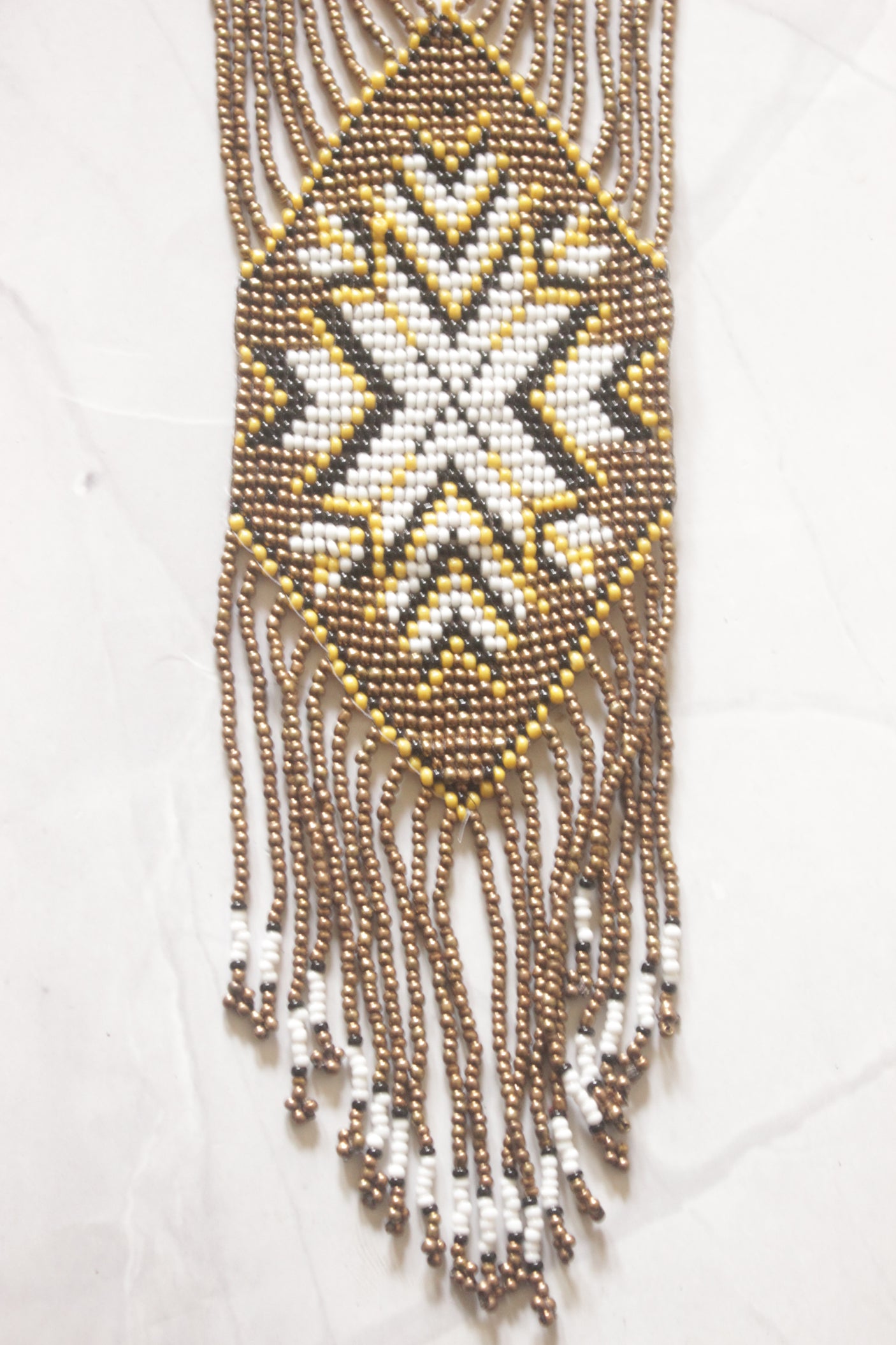 Bronze Hand Beaded Long Necklace Set